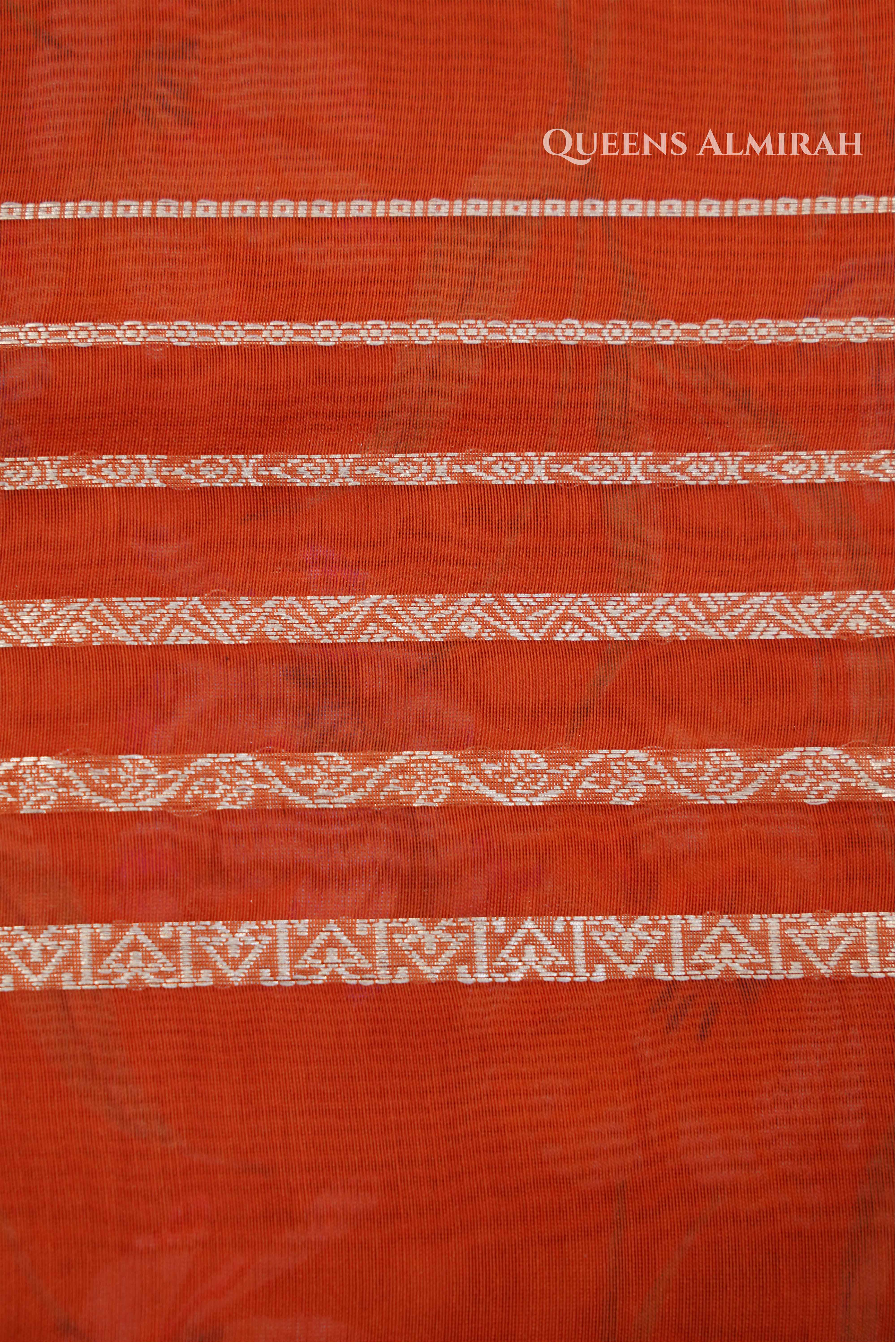 Pumpkin Orange Chanderi Silk Cotton Saree