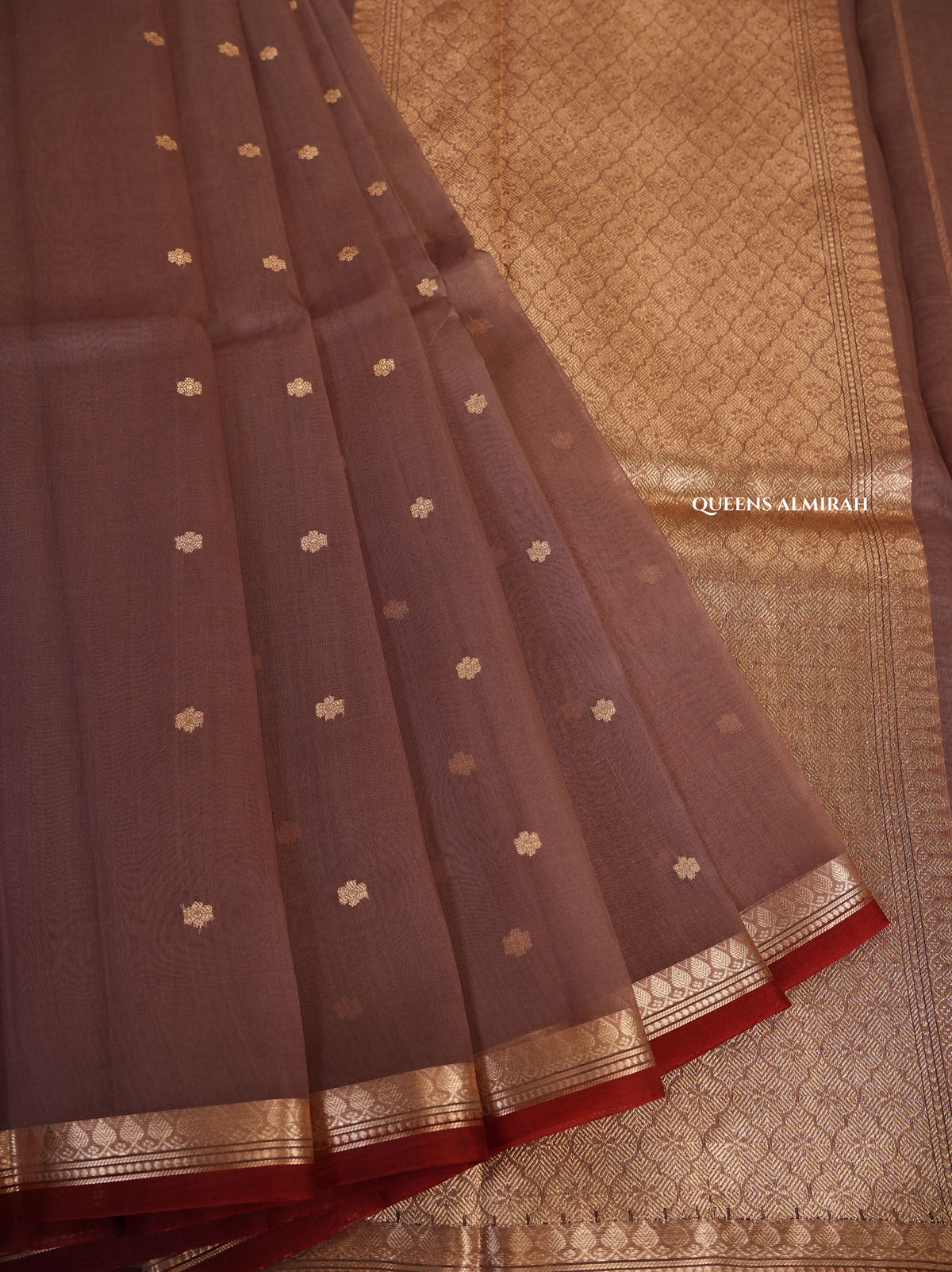 Brown Banarasi Kora Organza Silk saree
