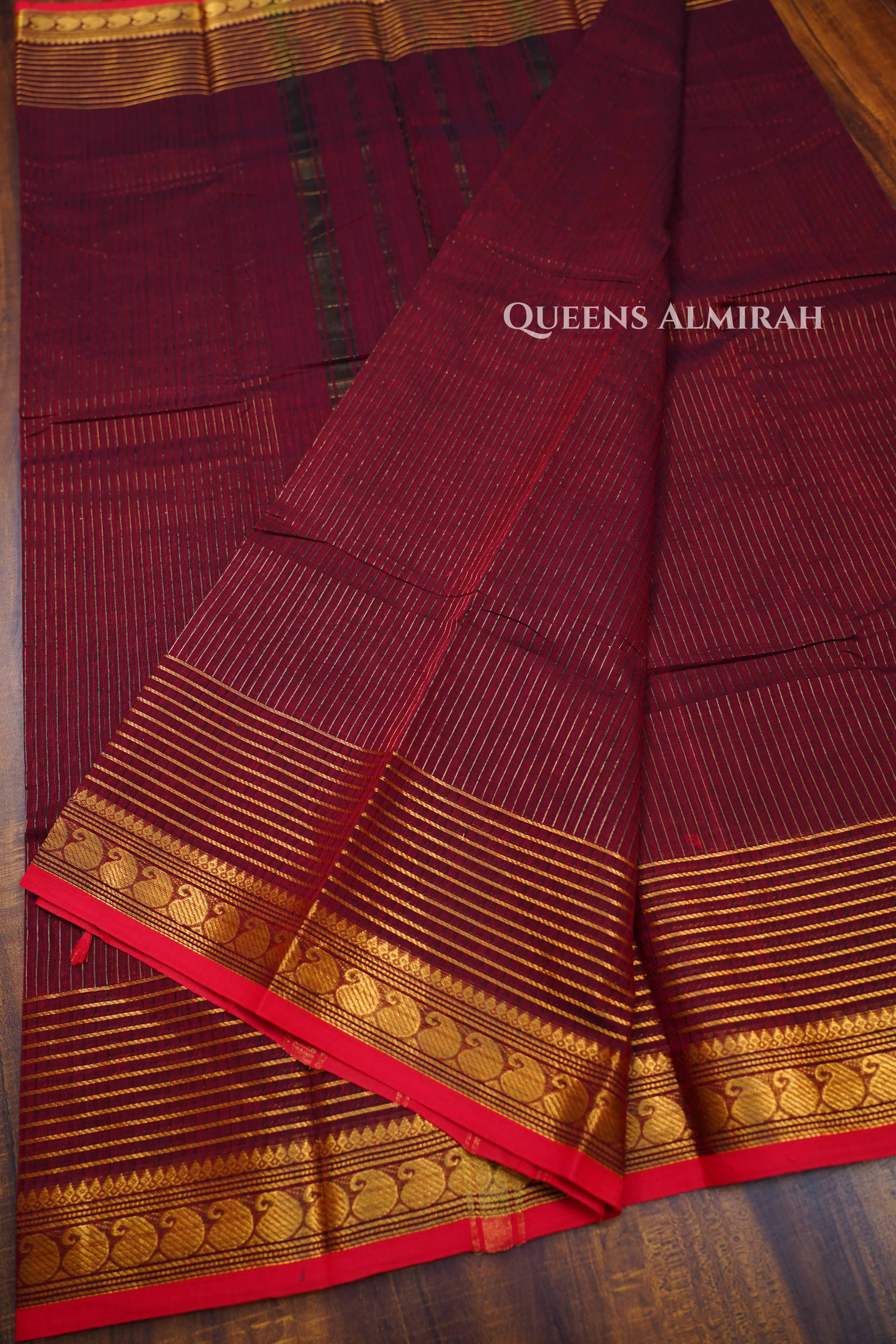 Maroon Kanchi Cotton Saree