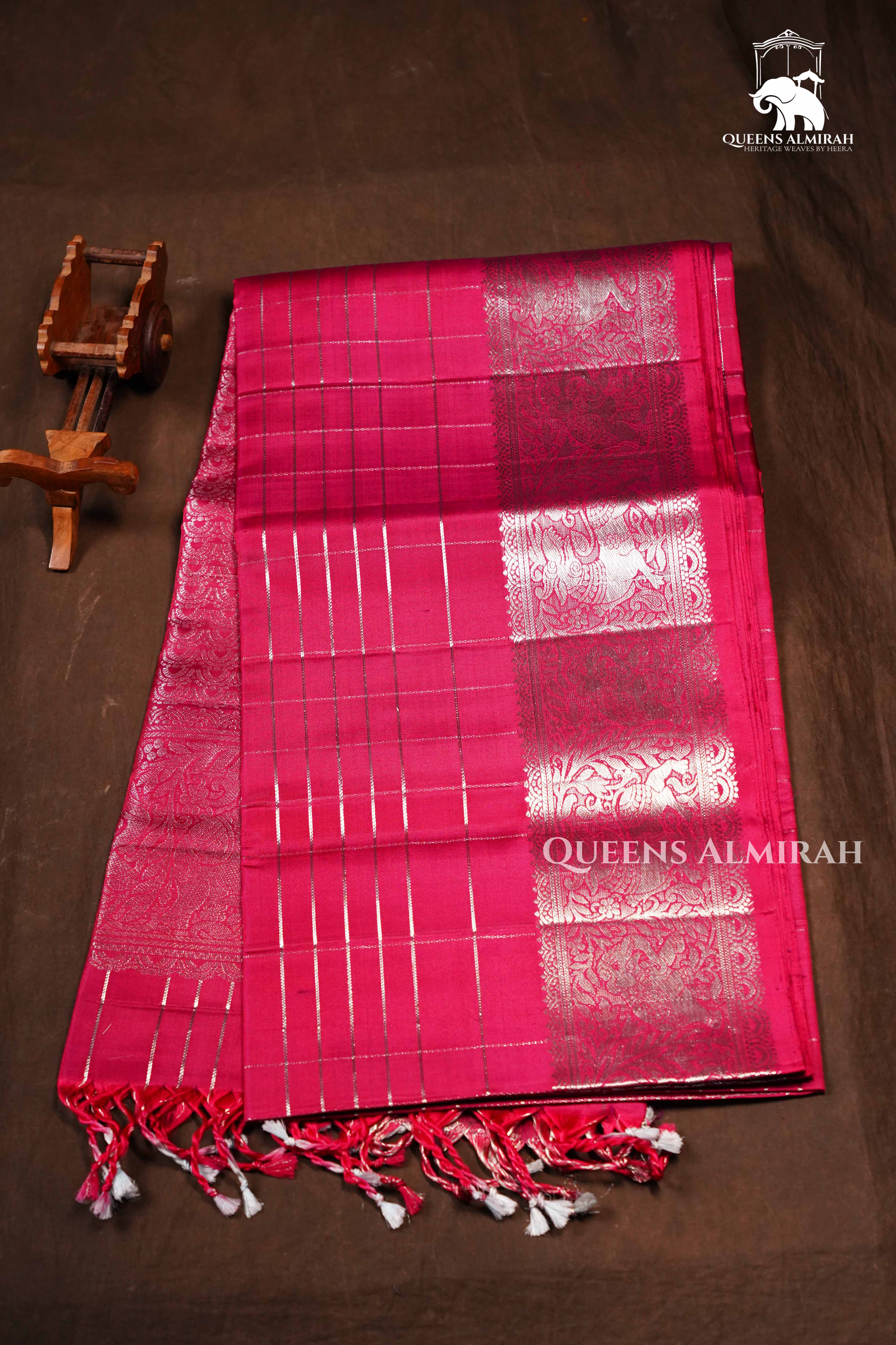 Dragon Fruit Pink Pure Soft Silk Saree