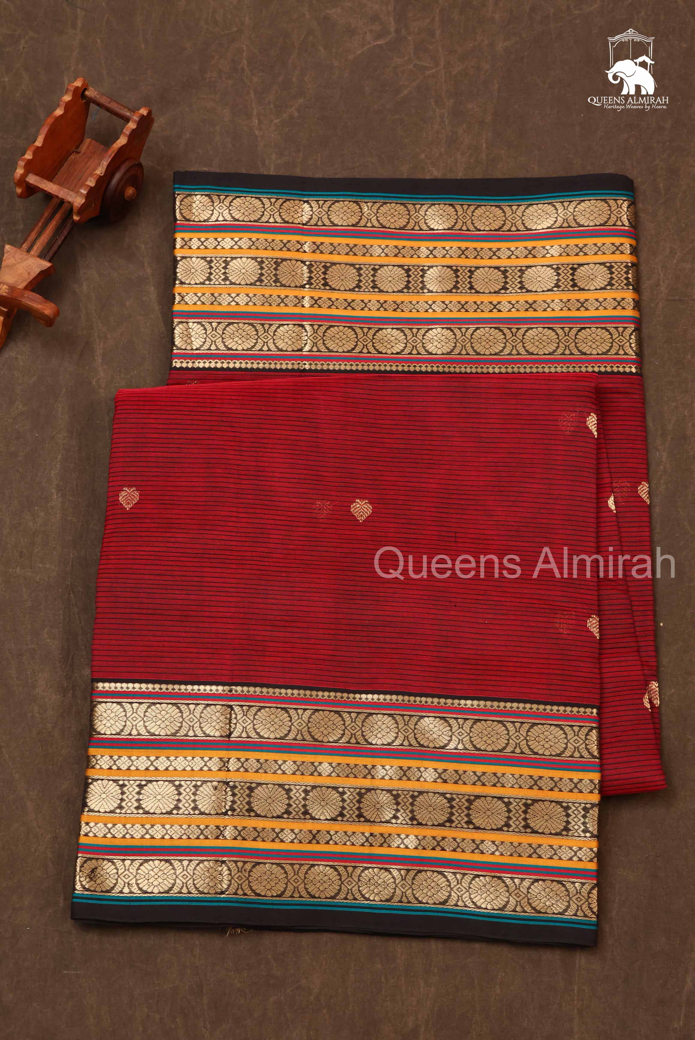 Maroon With Meenakari Border Chettinad Silk Cotton Saree