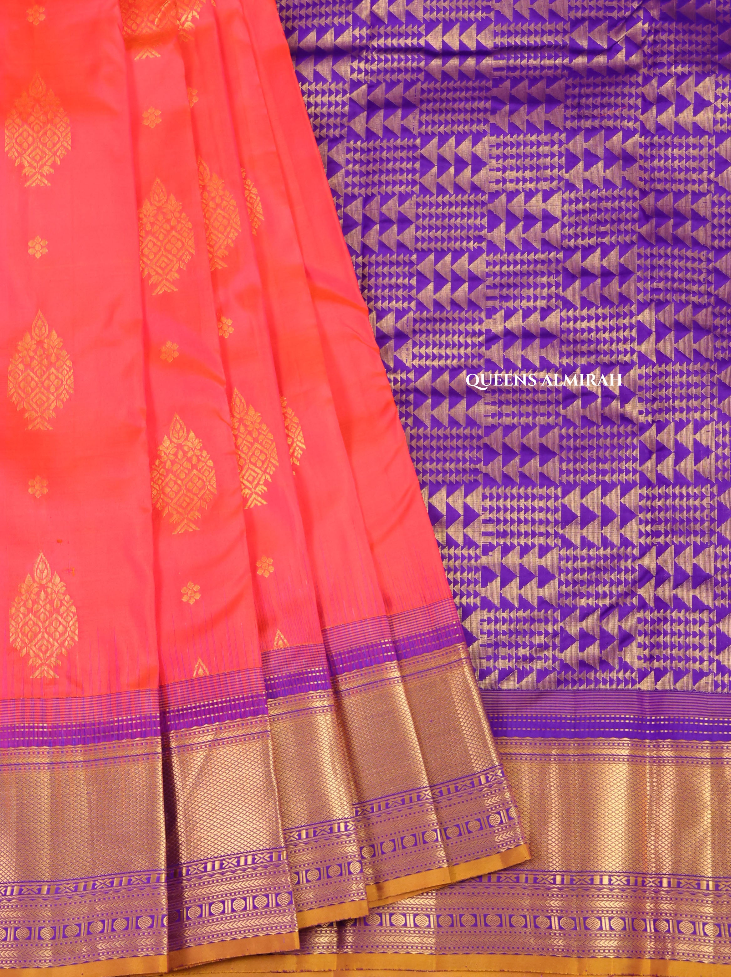 Pink With Purple Pure Kanchivaram Silk Saree