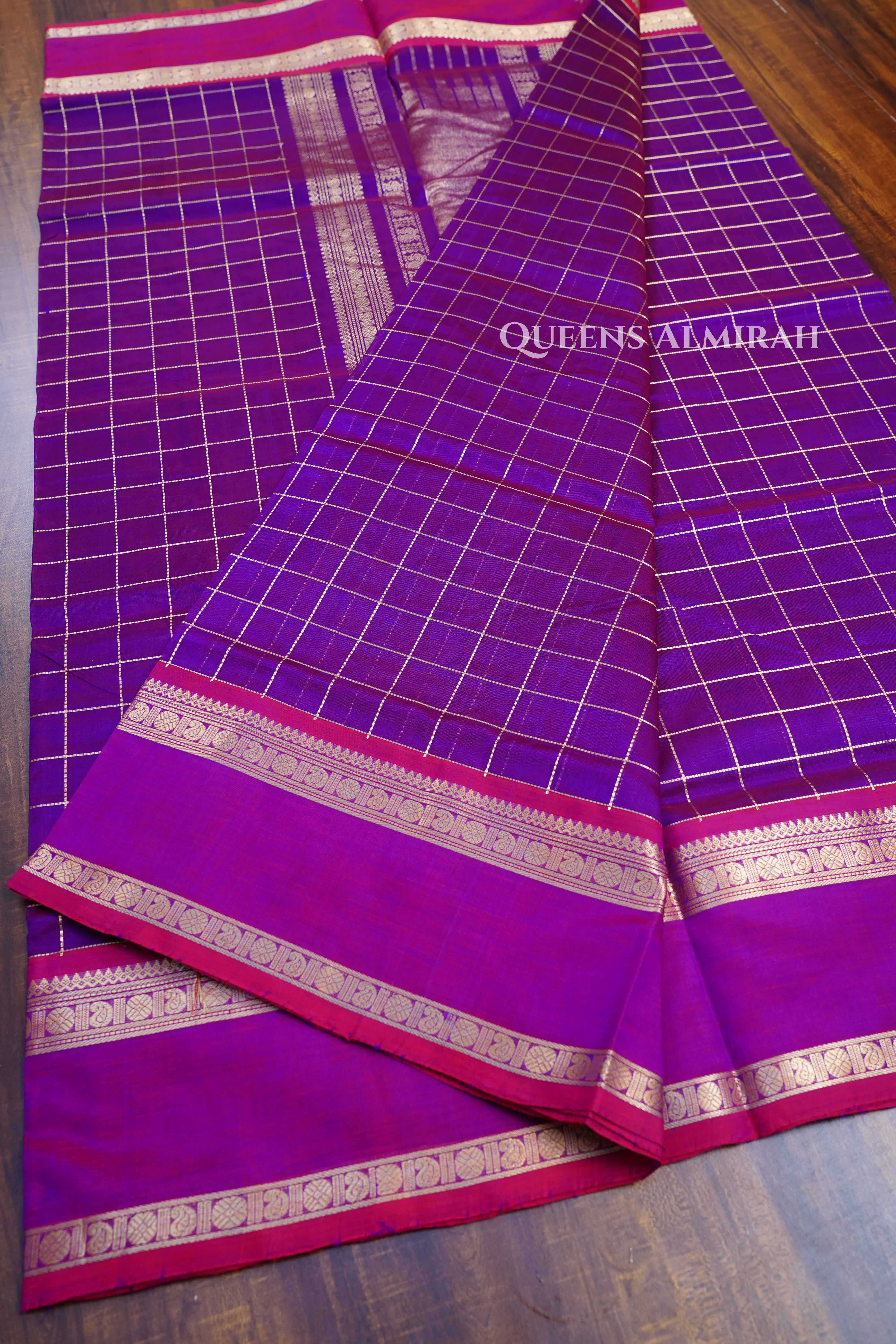 Vadamalli Purple Karaikudi Chettinad Silk Cotton Saree