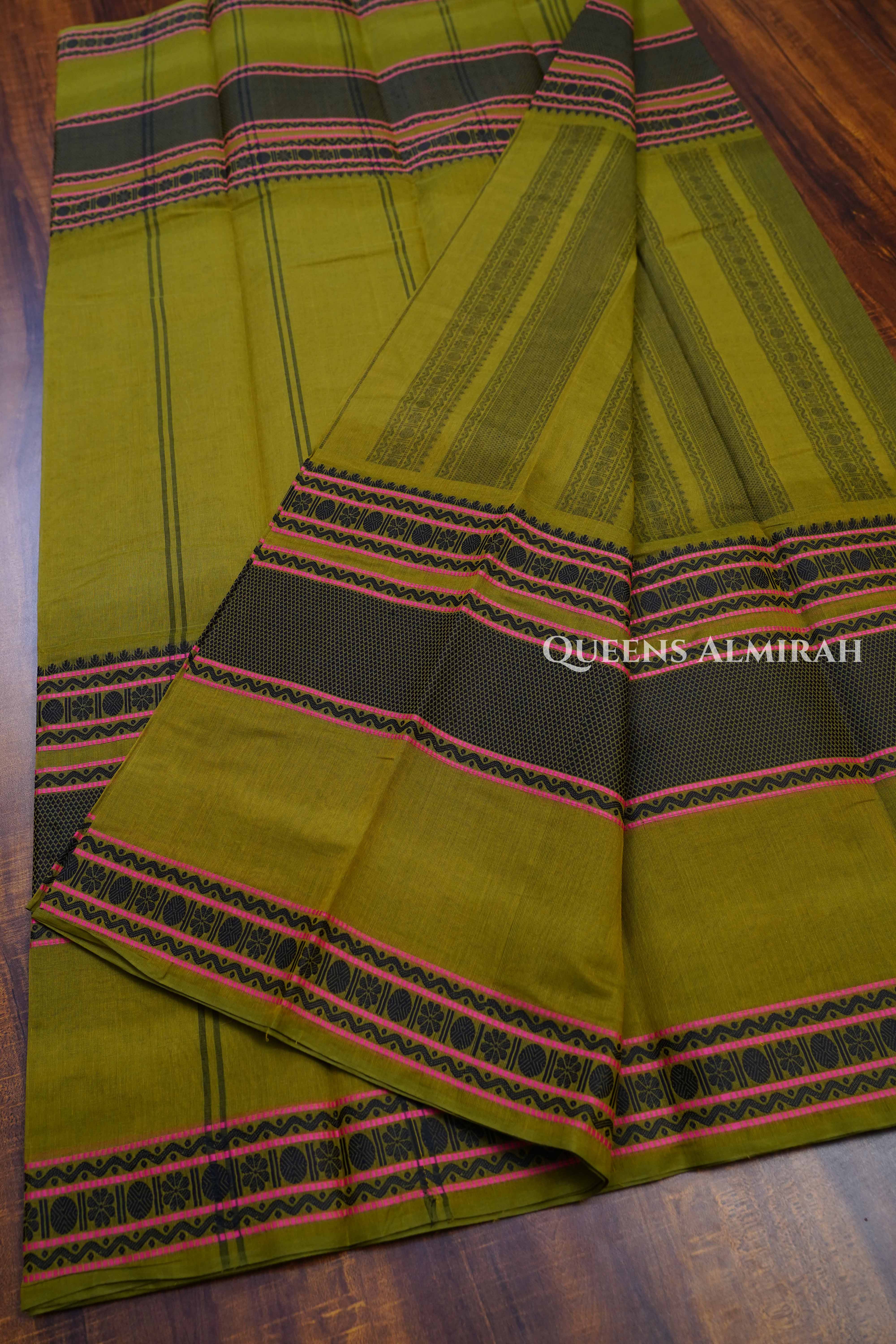 Mehandi Green1 Chettinad Cotton Saree
