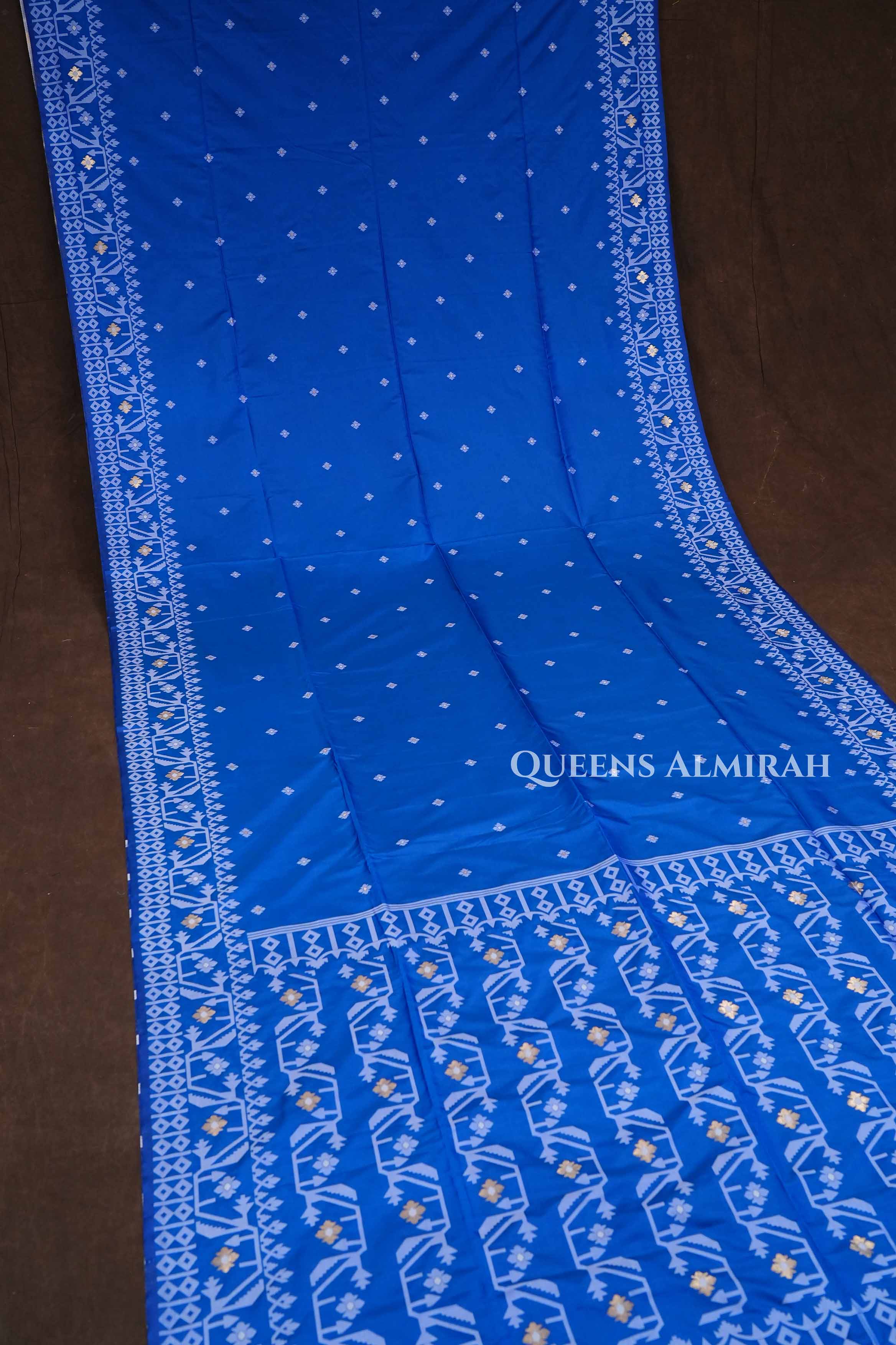 Blue Jamdani Butter Silk Saree