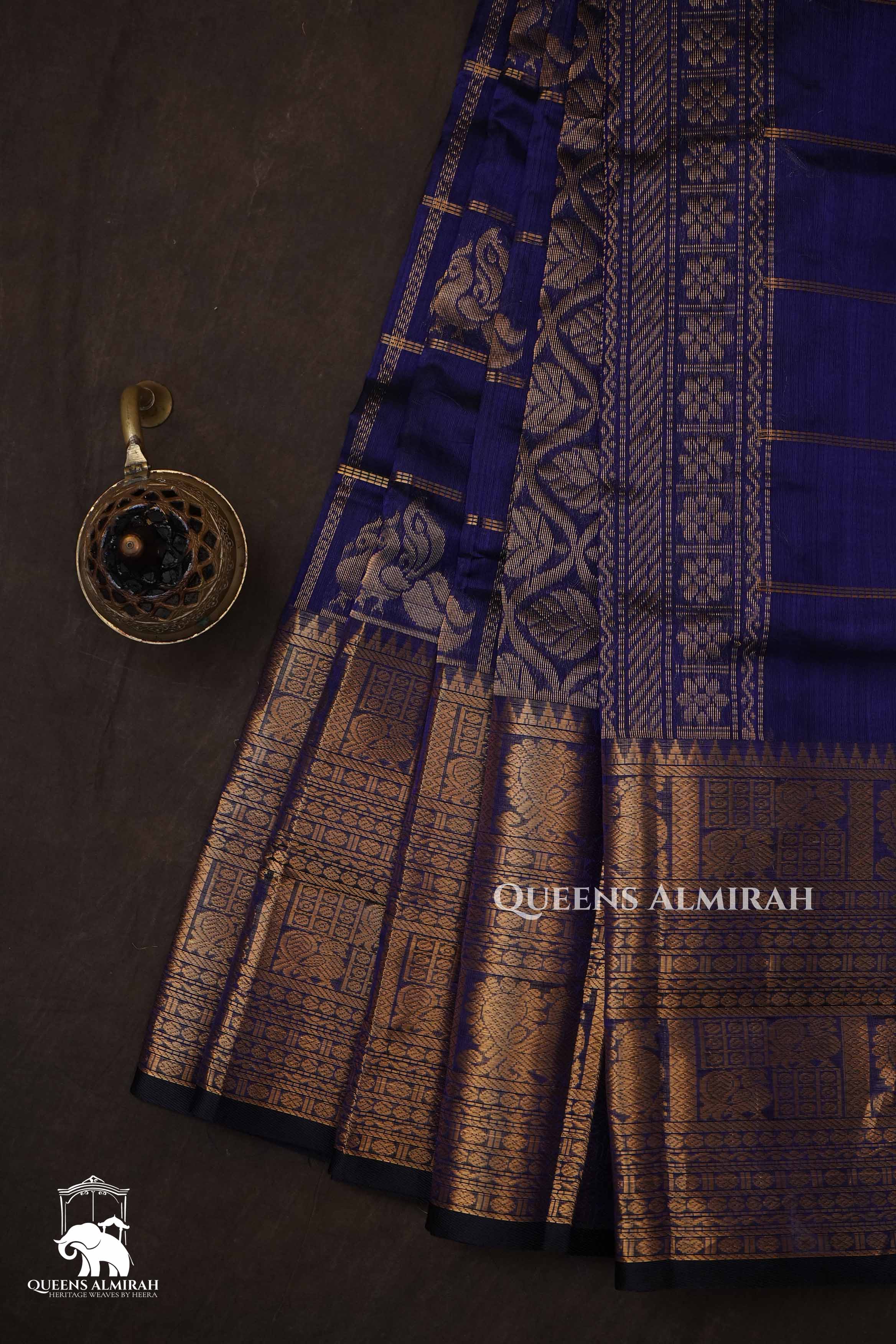 Dark Blue Pure Silk Cotton Saree