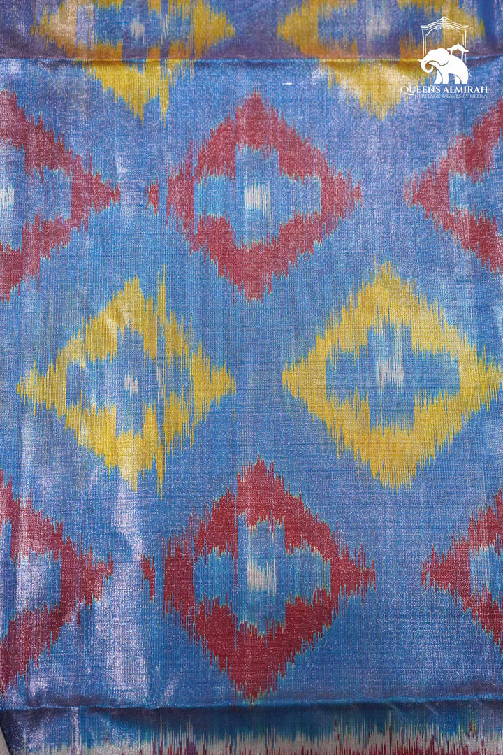 COOL BLUE WITH TURKISH PINK SOFT SILK SAREE - Queens Jewel Emporium