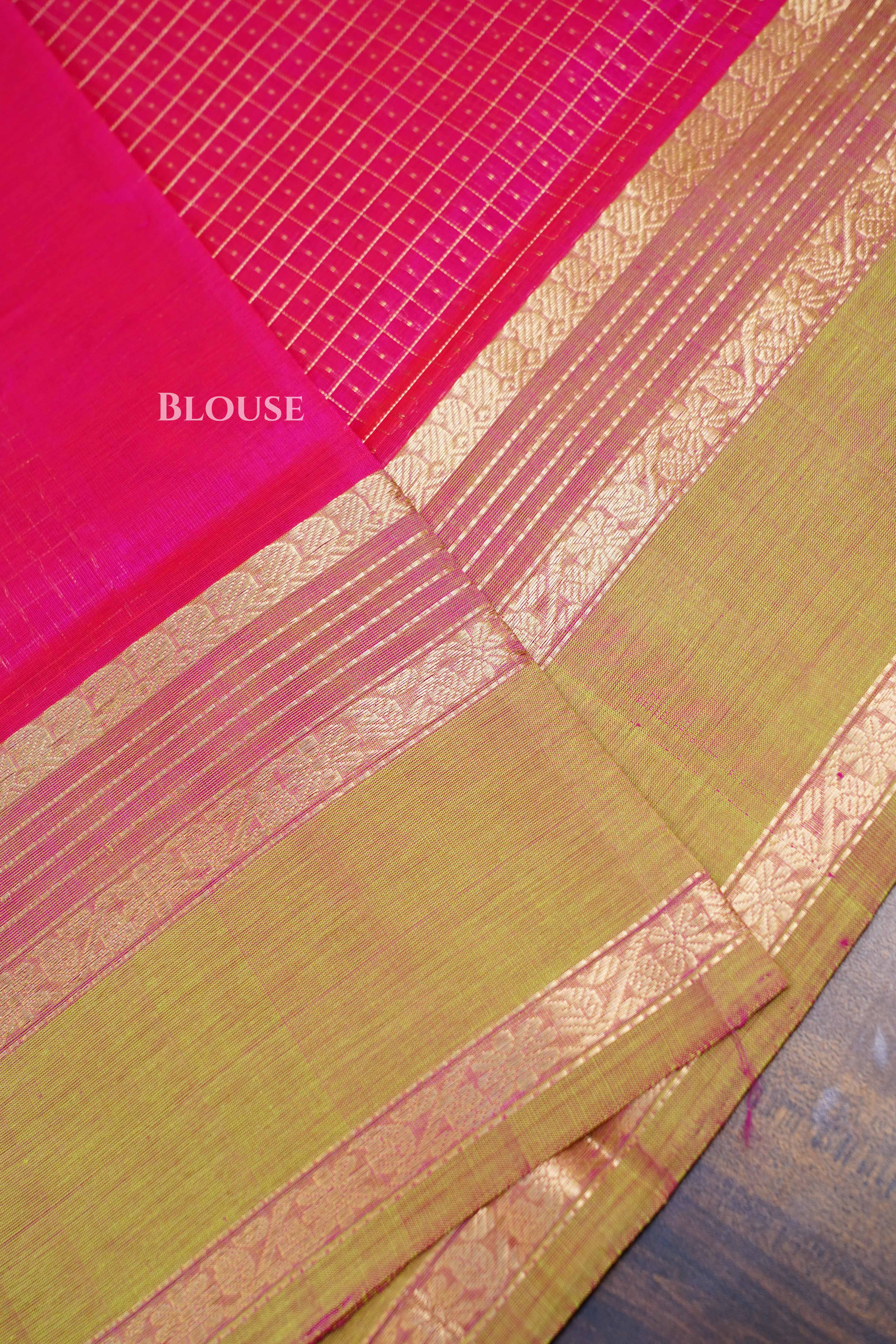 Magenta Pink-Karaikudi Chettinad Silk Cotton Saree