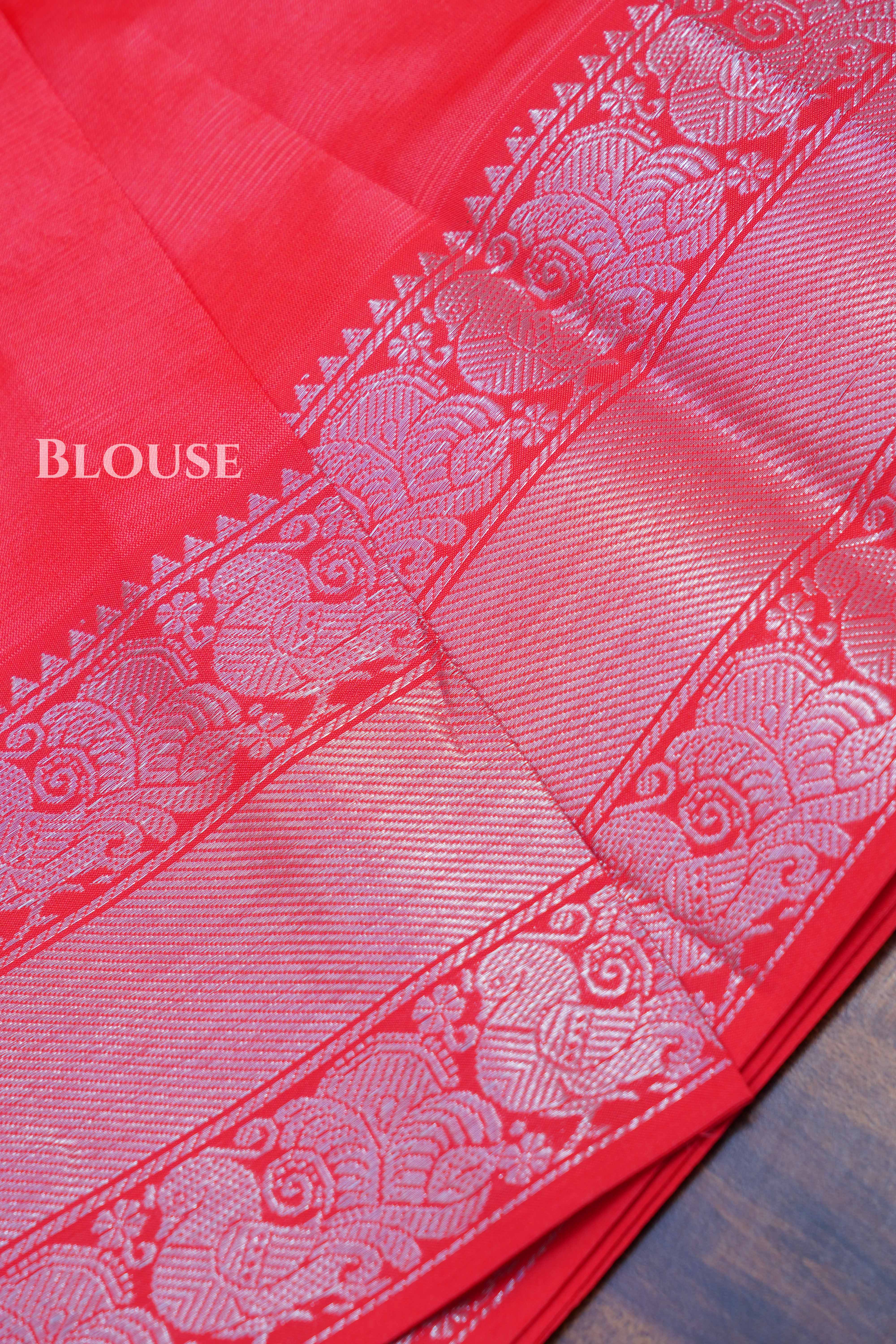 Watermelon Pink Mangalgiri Saree