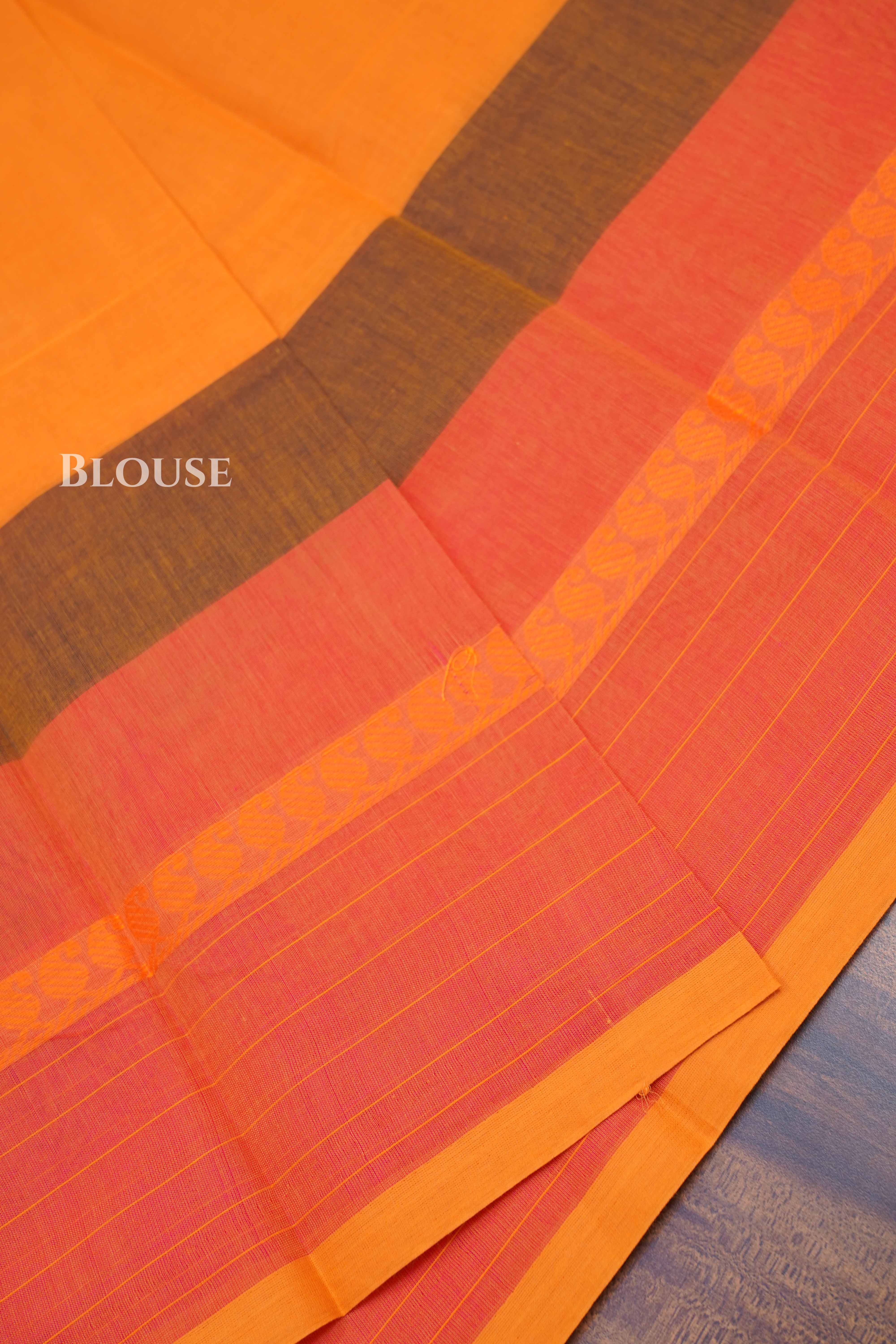 Pumpkin Orange Chettinad Cotton Saree