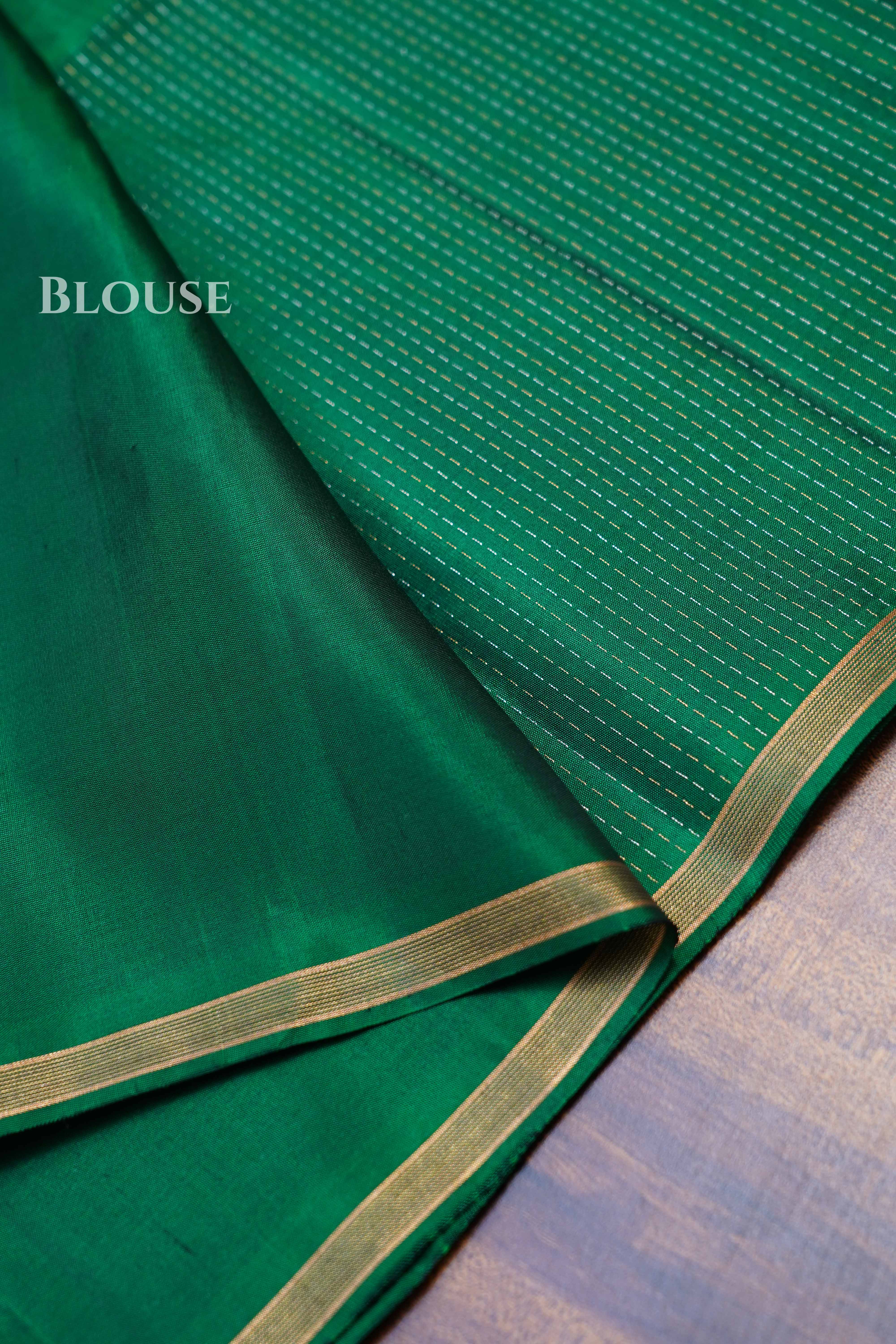 Dark Green Pure Soft Silk Saree