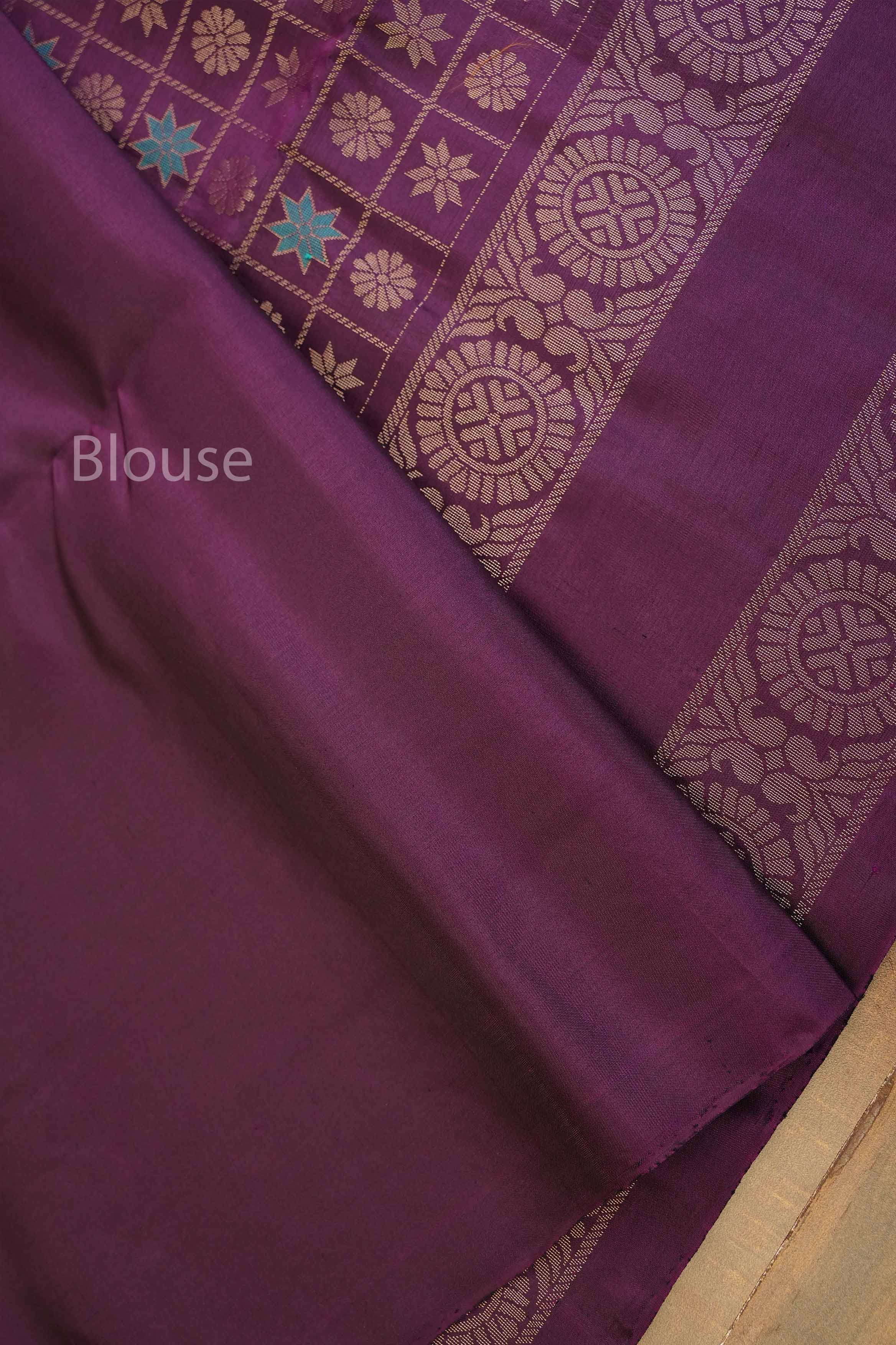 Purple With Rettapet Border Pure Soft Silk Saree