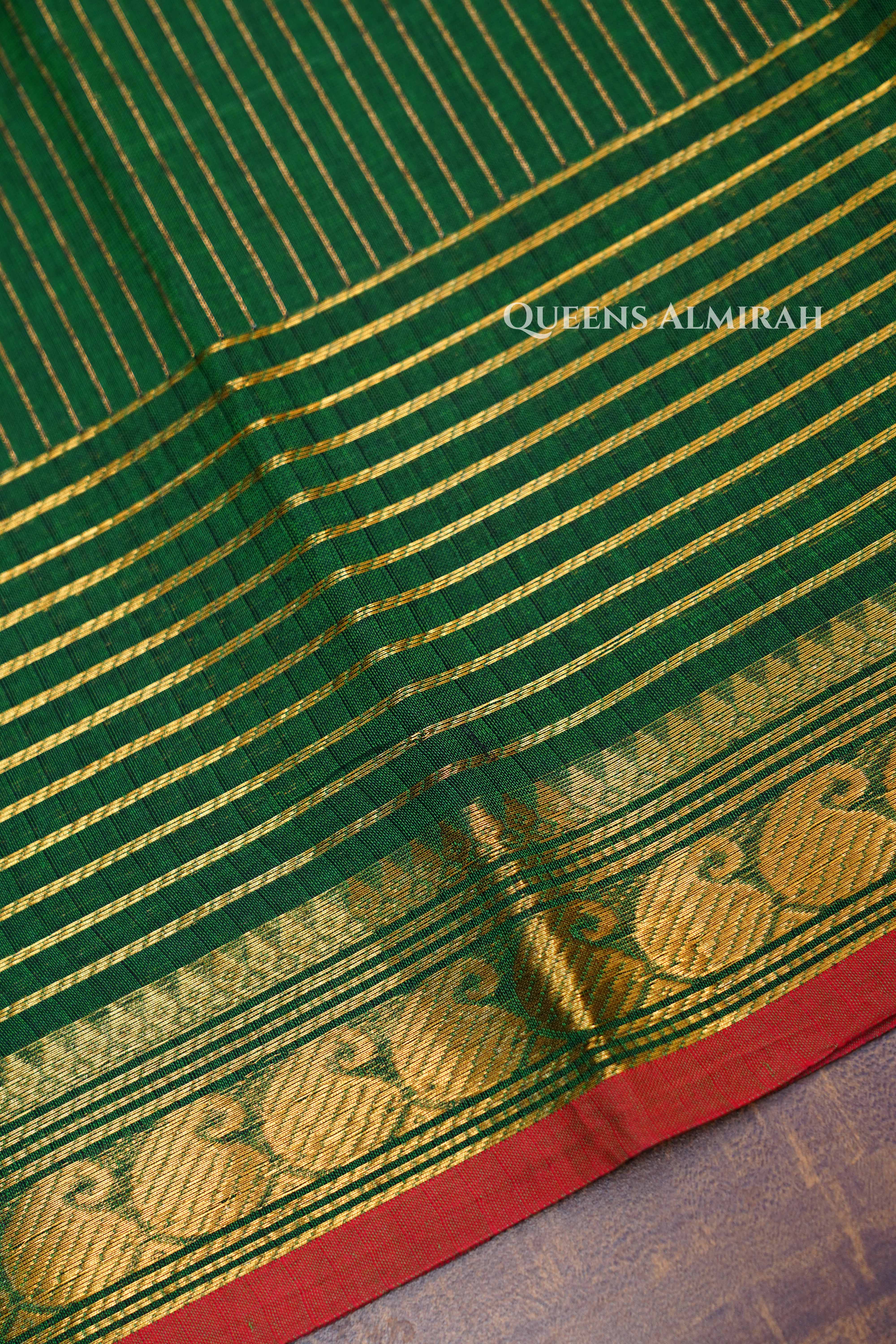 Dark Green Kanchi Cotton Saree