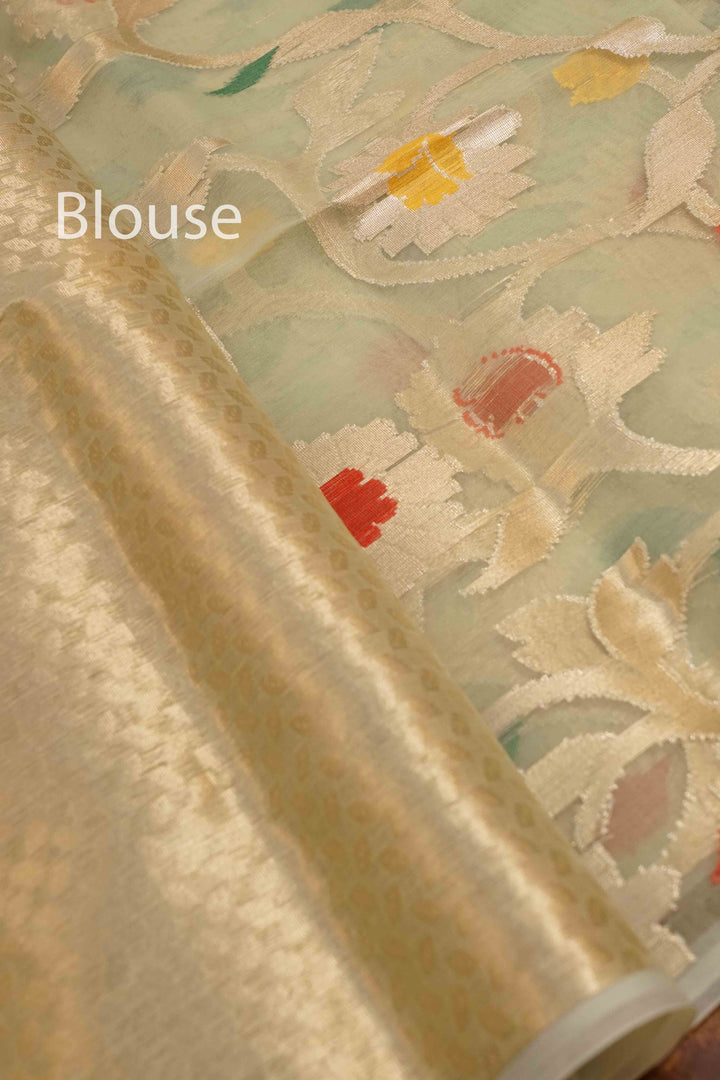 SANDAL MUSLIN JAMDANI SAREE - Queens Jewel Emporium