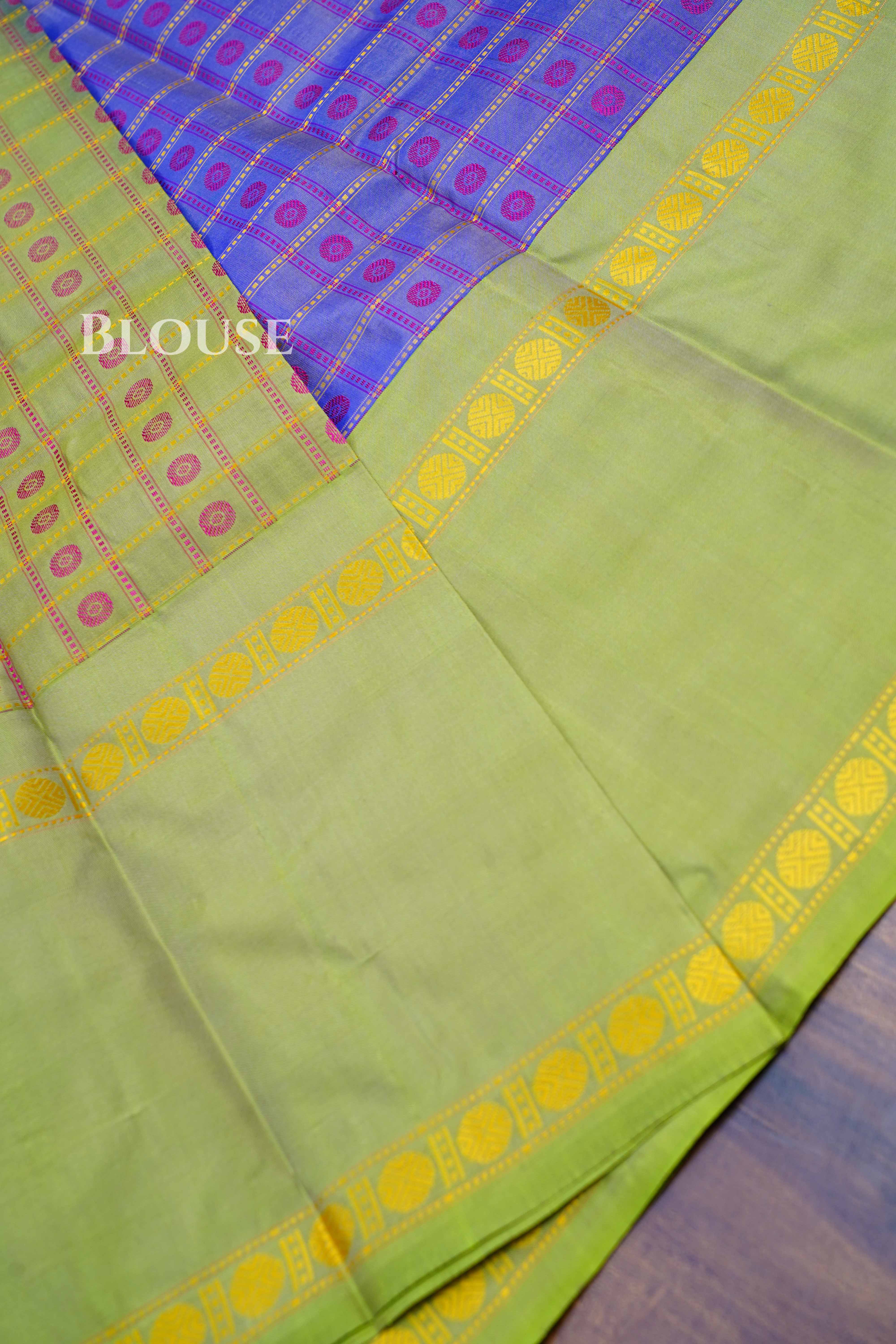 Lavender Purple With Green Pure Kanchivaram Silk Saree