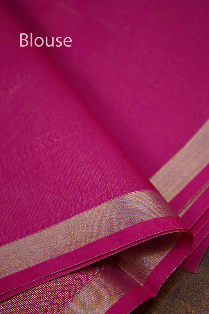 MAGENTA PURE SILK COTTON SAREE - Queens Jewel Emporium