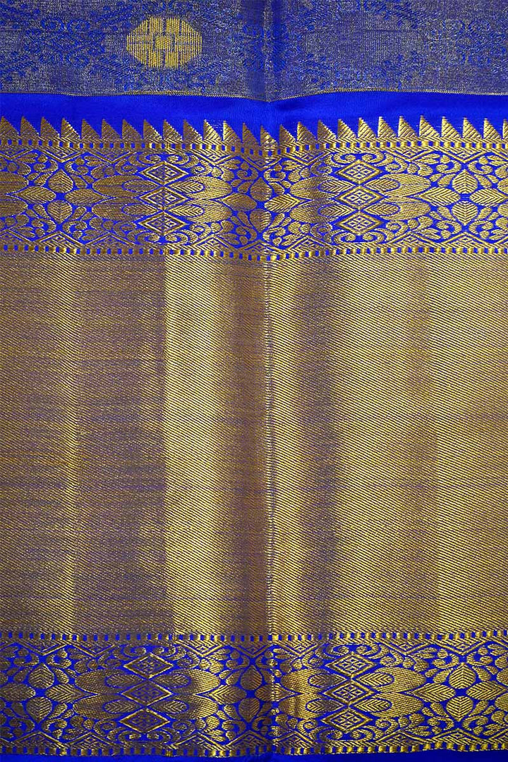 ROYAL BLUE TISSUE KANCHI SILK SAREE - Queens Jewel Emporium