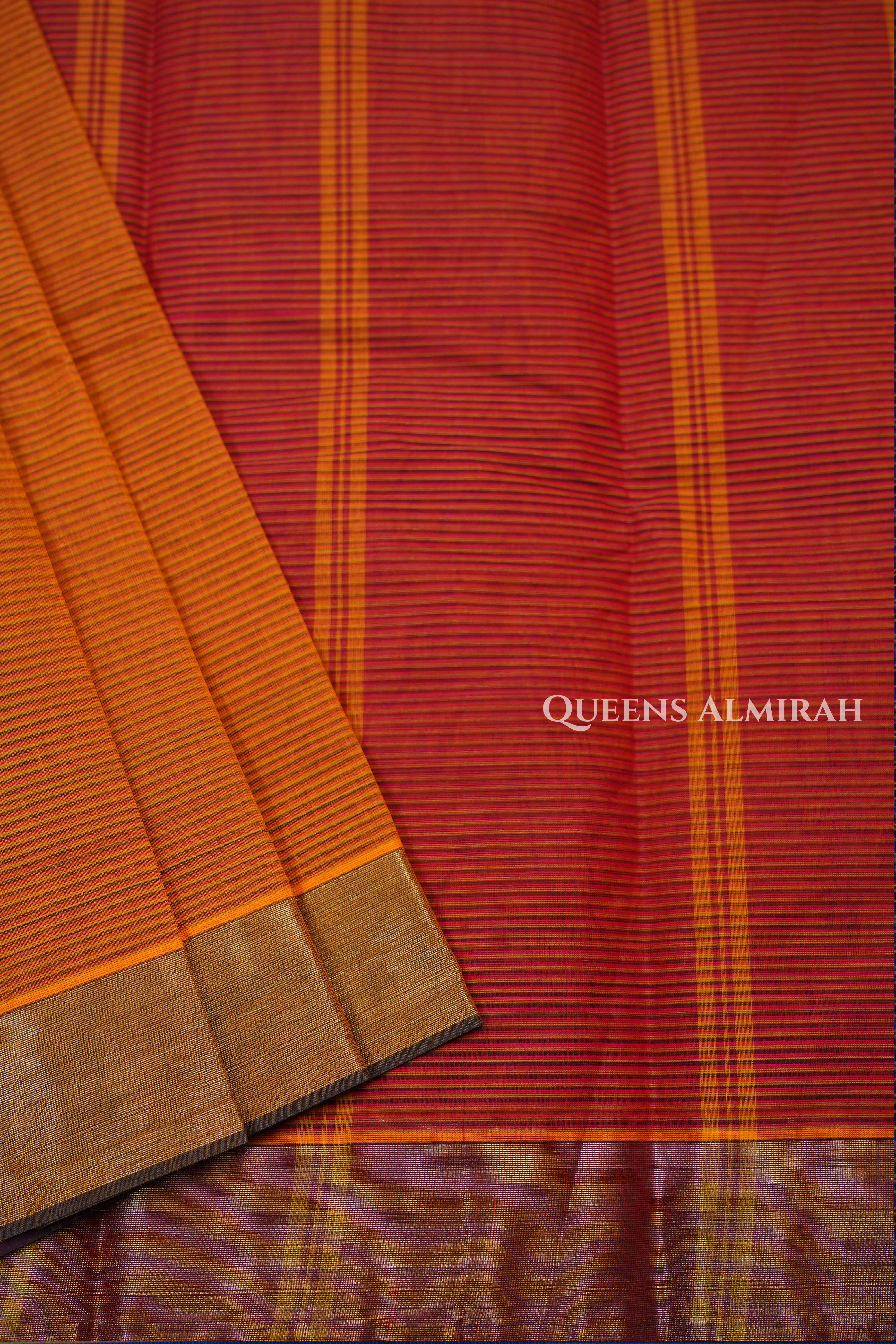 Dusky Orange Chettinad Cotton Saree
