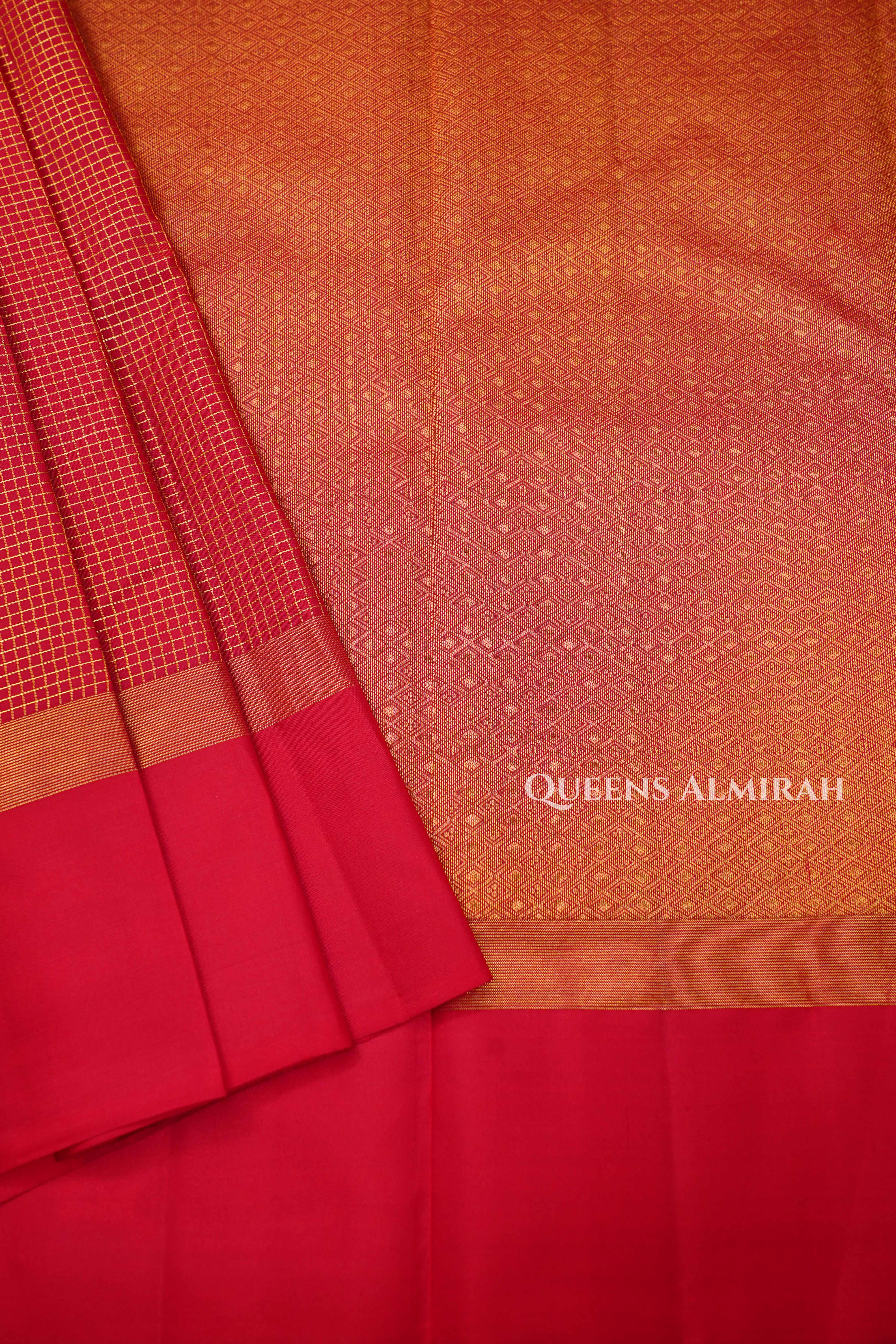 Tomato Red Pure Kanchivaram Silk Saree