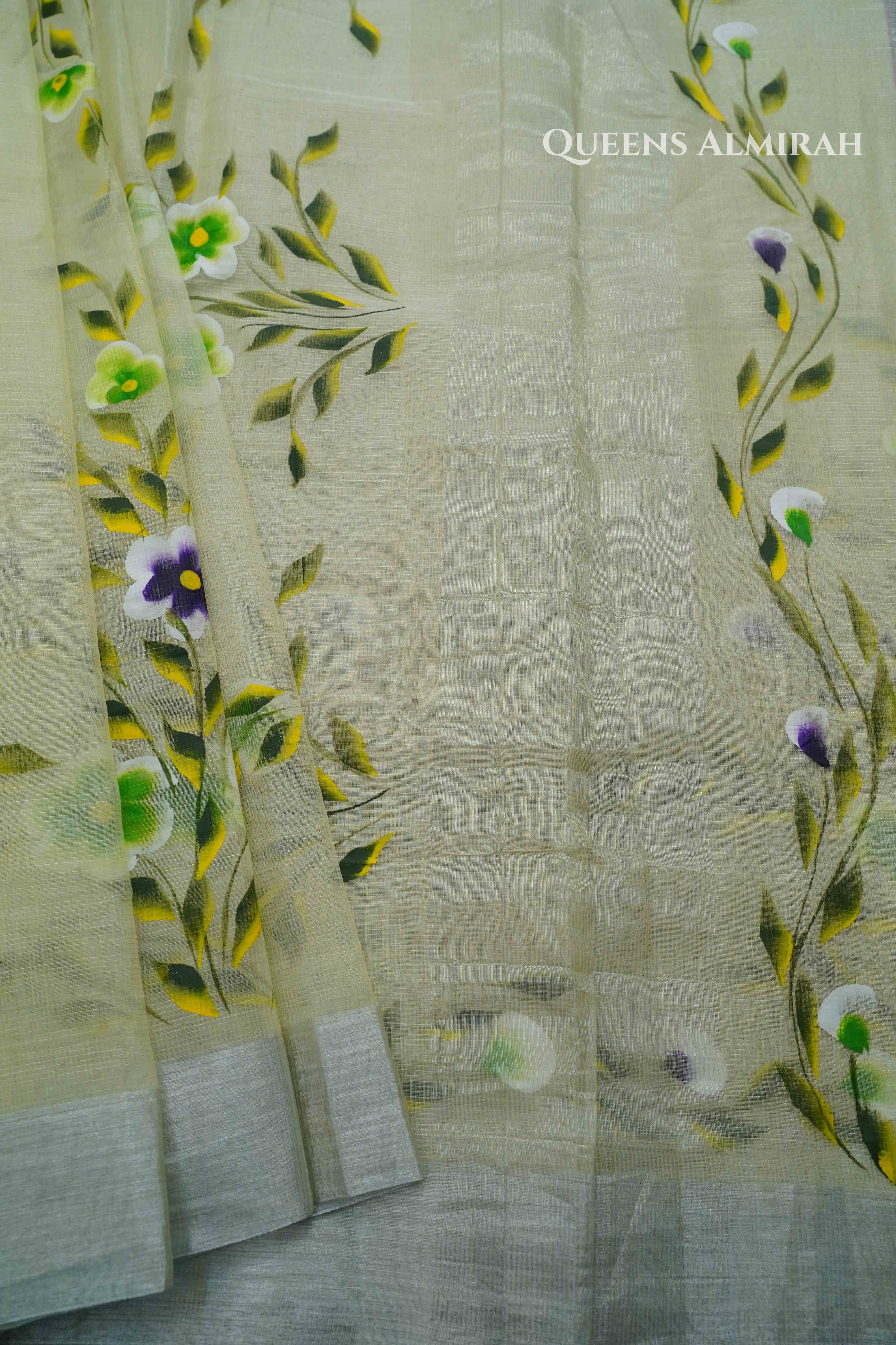 LIGHT GREEN KOTA TISSUE SAREE - Queens Jewel Emporium