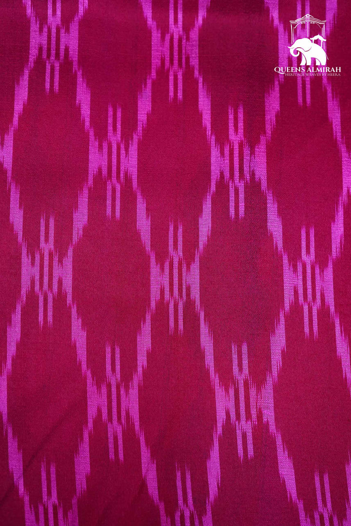 ROYAL PINK WITH BRIGHT PINK MULBERRY SILK SAREE - Queens Jewel Emporium