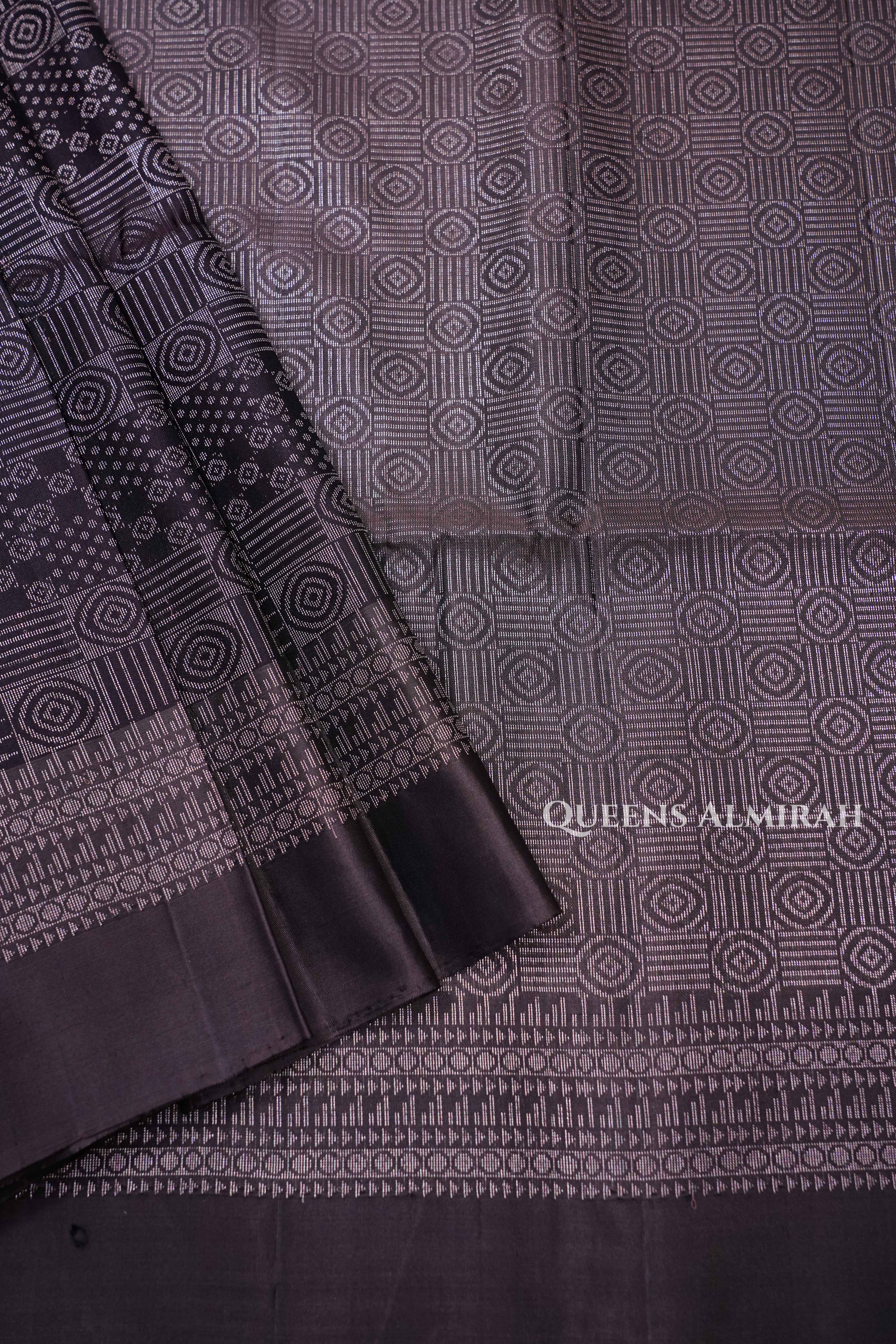Copper Black Pure Soft Silk Saree
