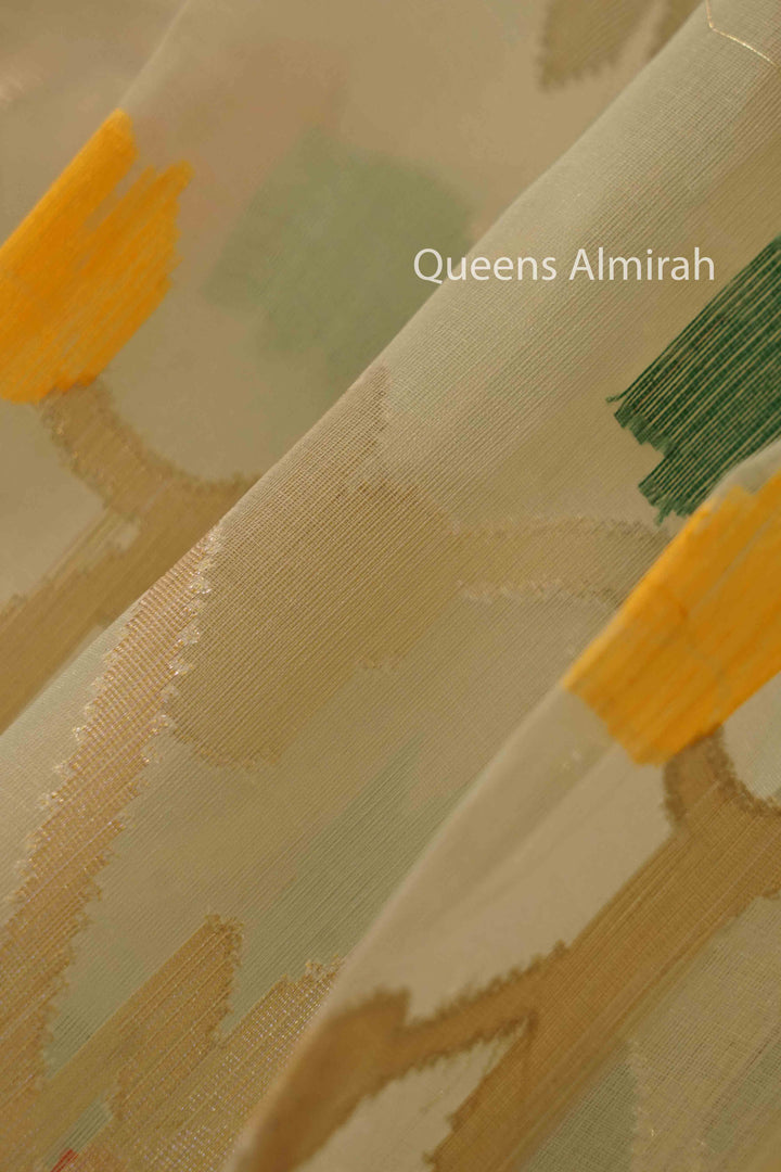 SANDAL MUSLIN JAMDANI SAREE - Queens Jewel Emporium