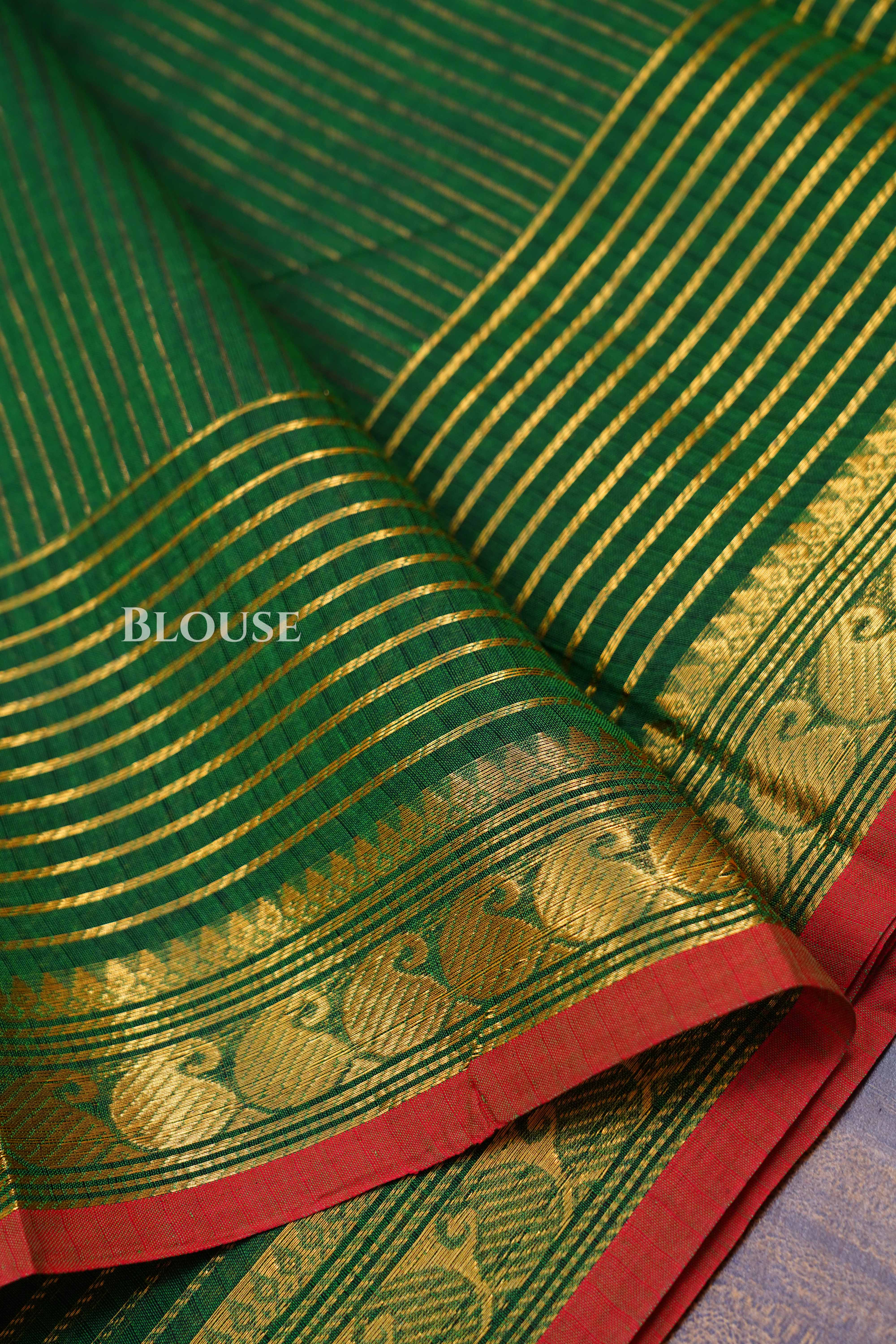 Dark Green Kanchi Cotton Saree