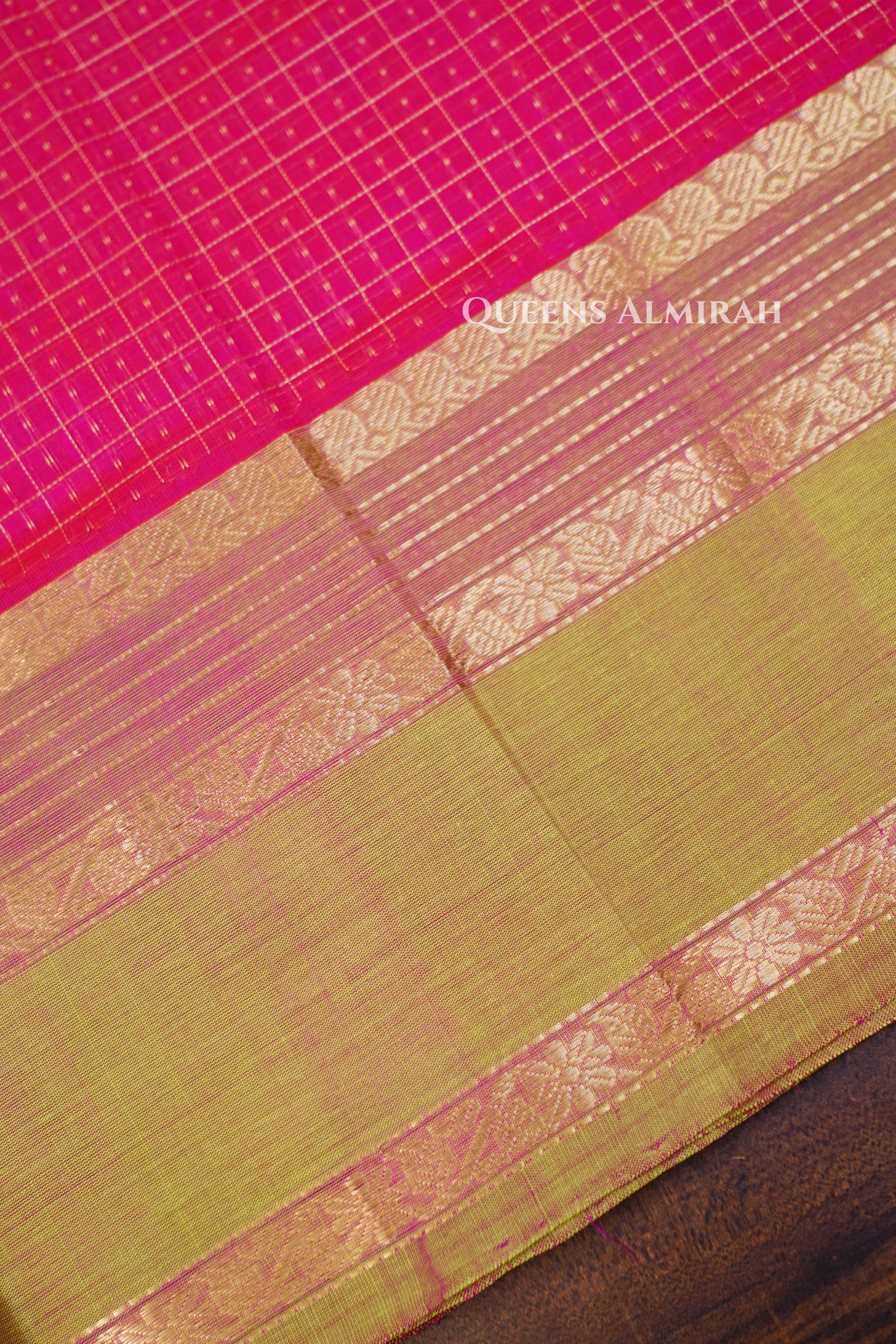 Magenta Pink-Karaikudi Chettinad Silk Cotton Saree