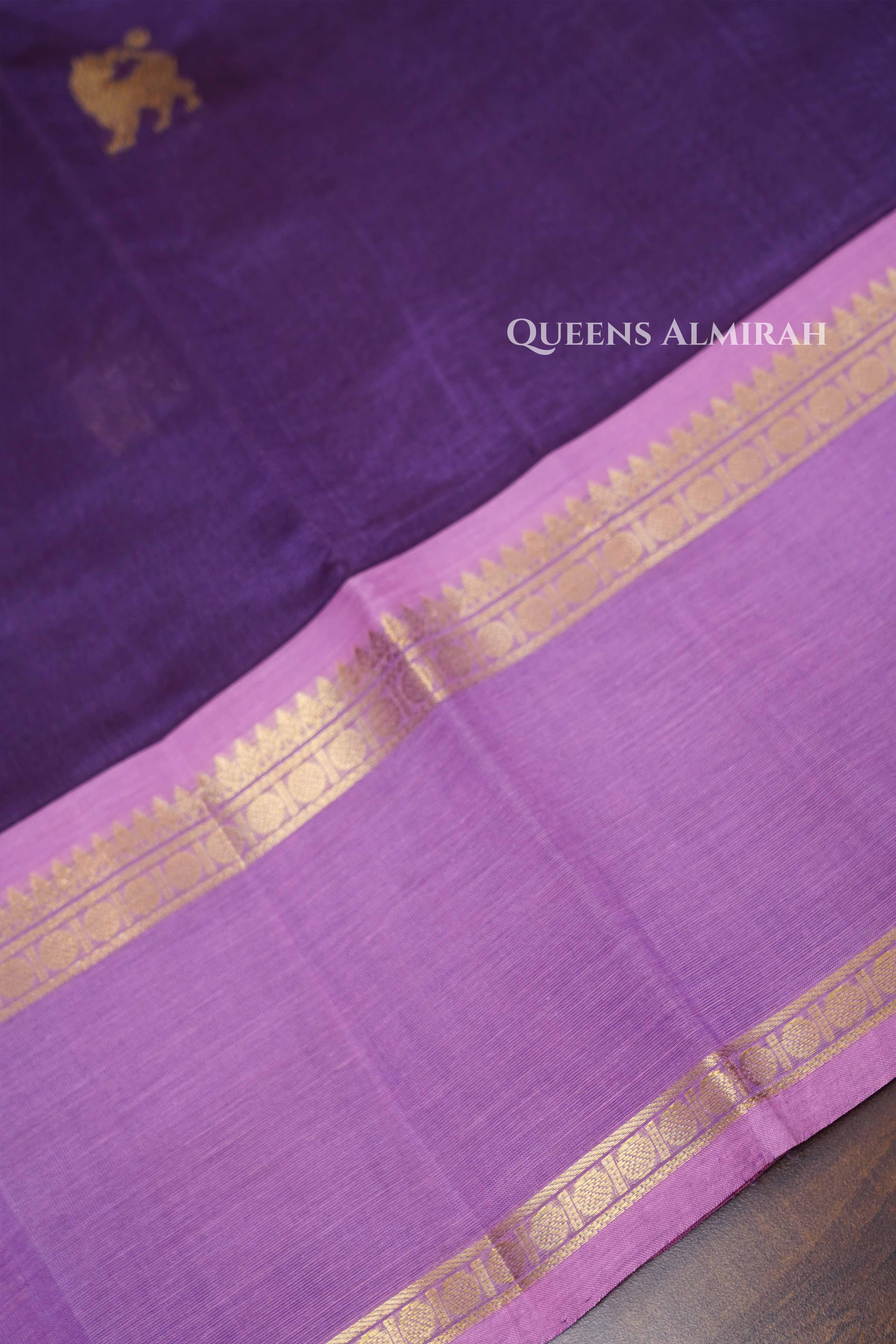 Dusky Purple Karaikudi Chettinad Silk Cotton Saree