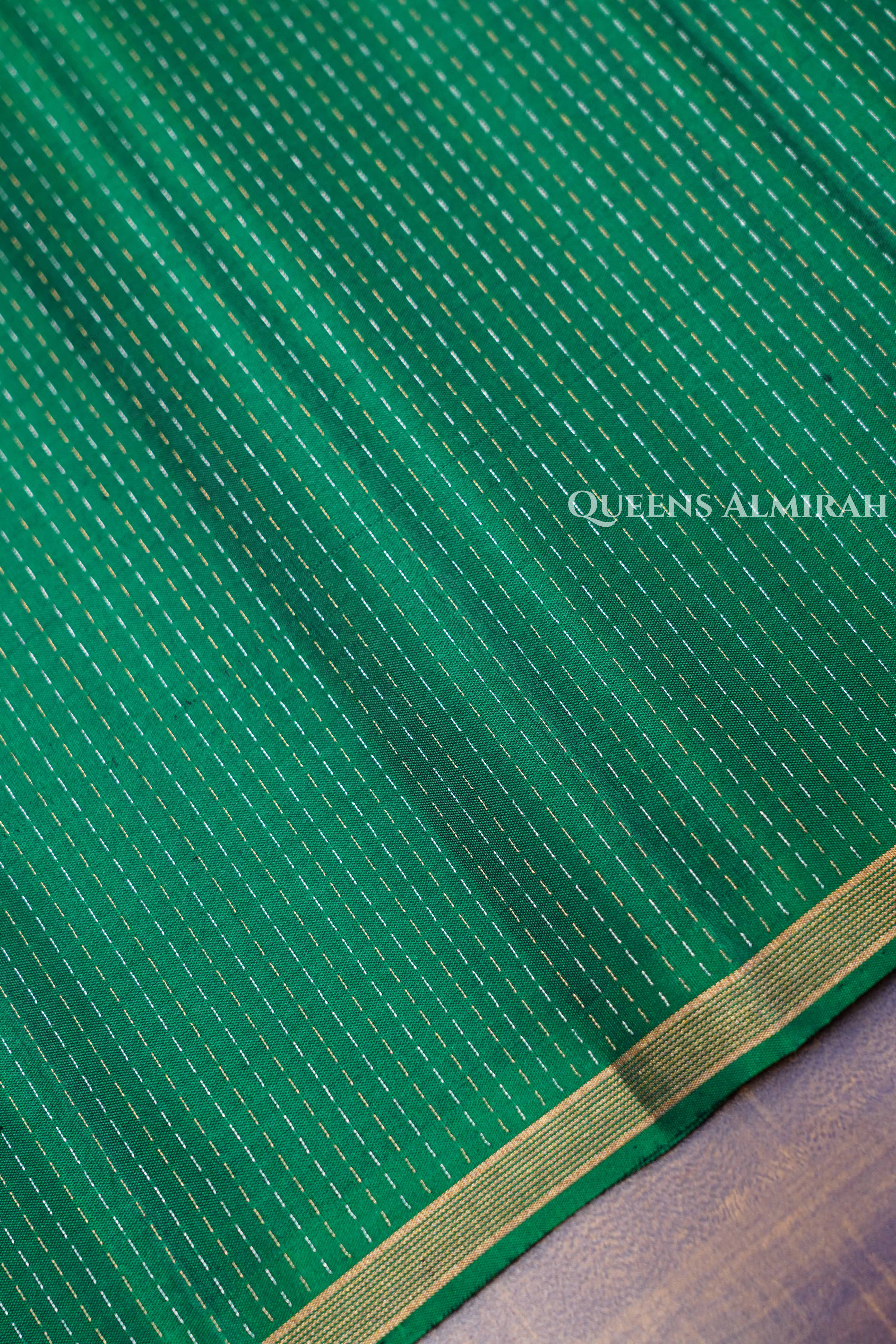 Dark Green Pure Soft Silk Saree