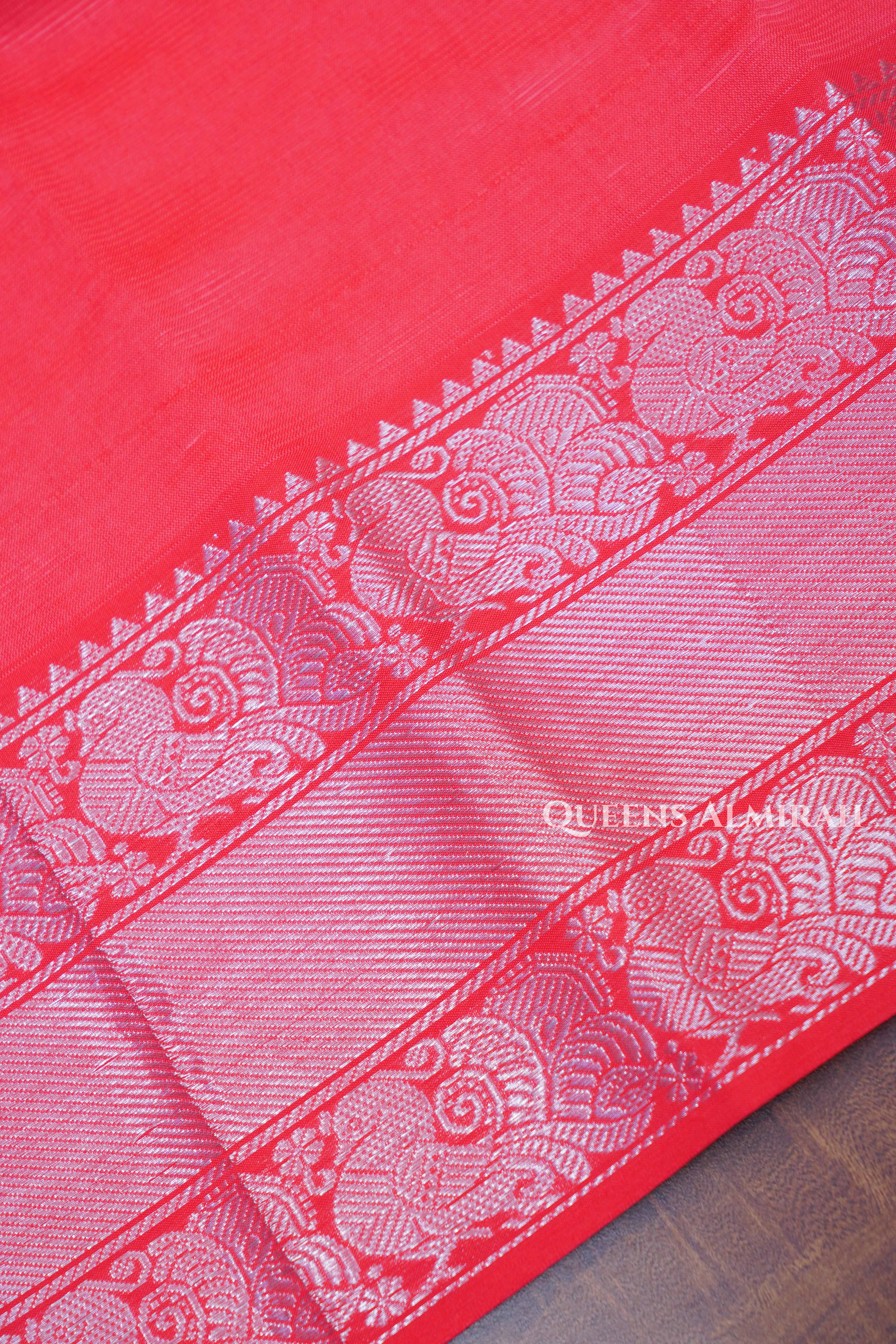 Watermelon Pink Mangalgiri Saree