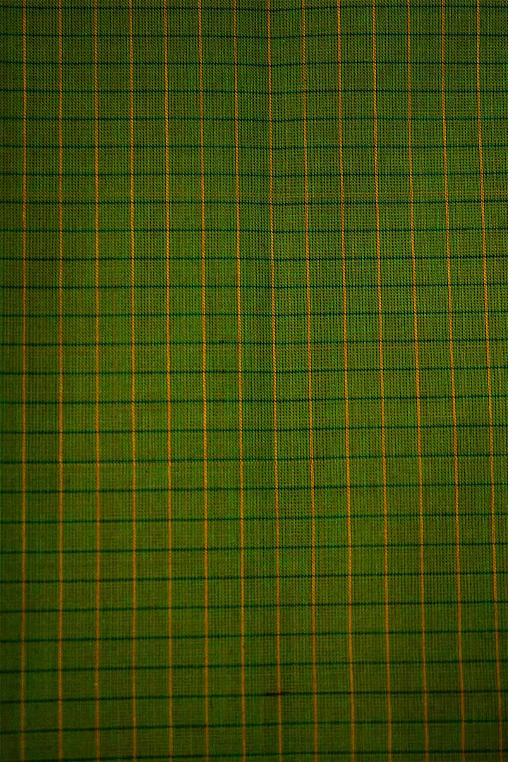 ALGAE WITH LEAF GREEN KANCHI COTTON SAREE - Queens Jewel Emporium