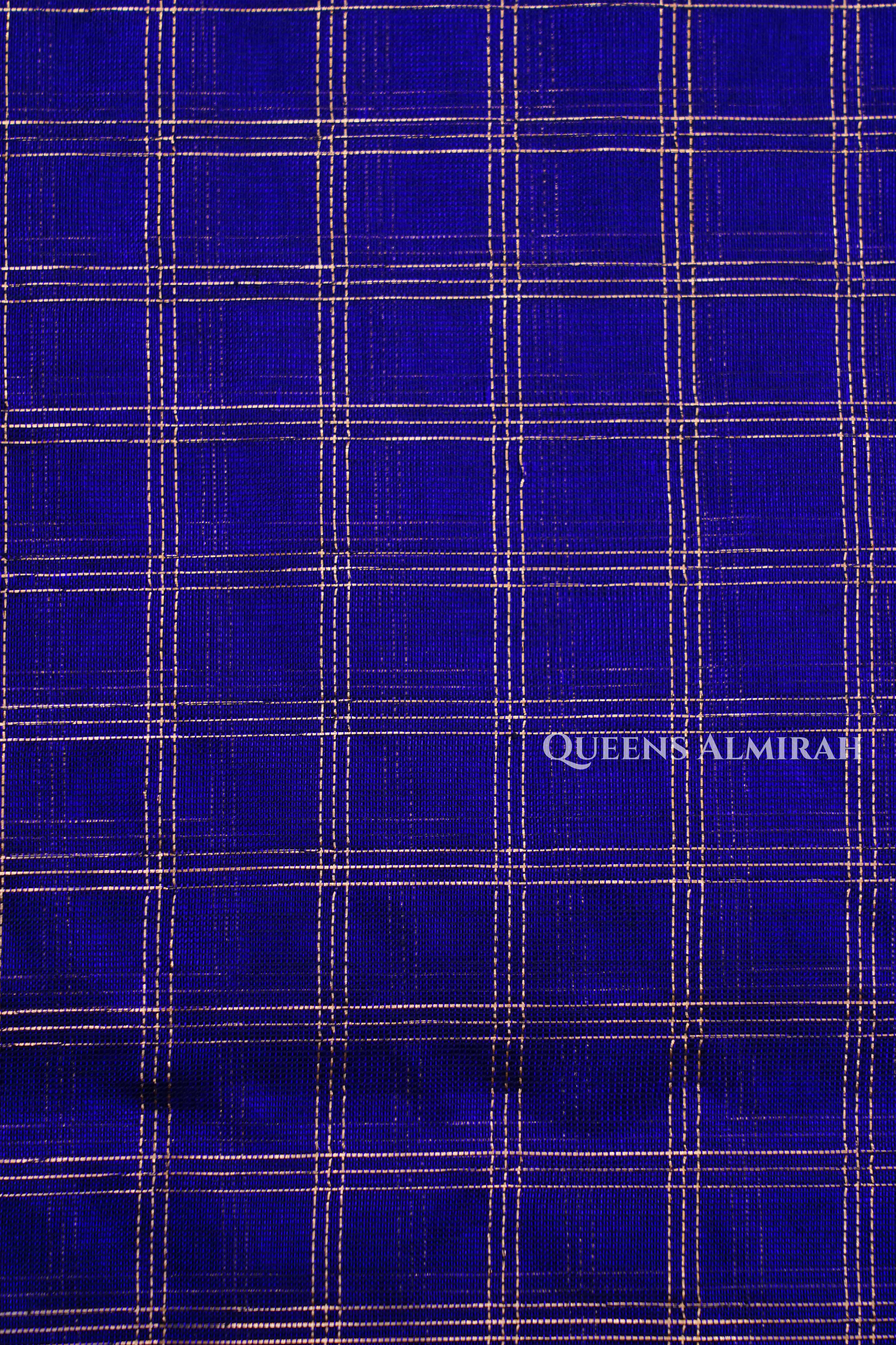 Dark Navy Blue Karaikudi Chettinad Silk Cotton Saree
