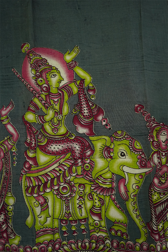 GREY GREEN  MANGALGIRI SAREE - Queens Jewel Emporium