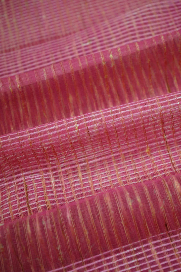 TULIP PINK MARBLE PRINT GHICHA ORAGANZA SAREE - Queens Jewel Emporium