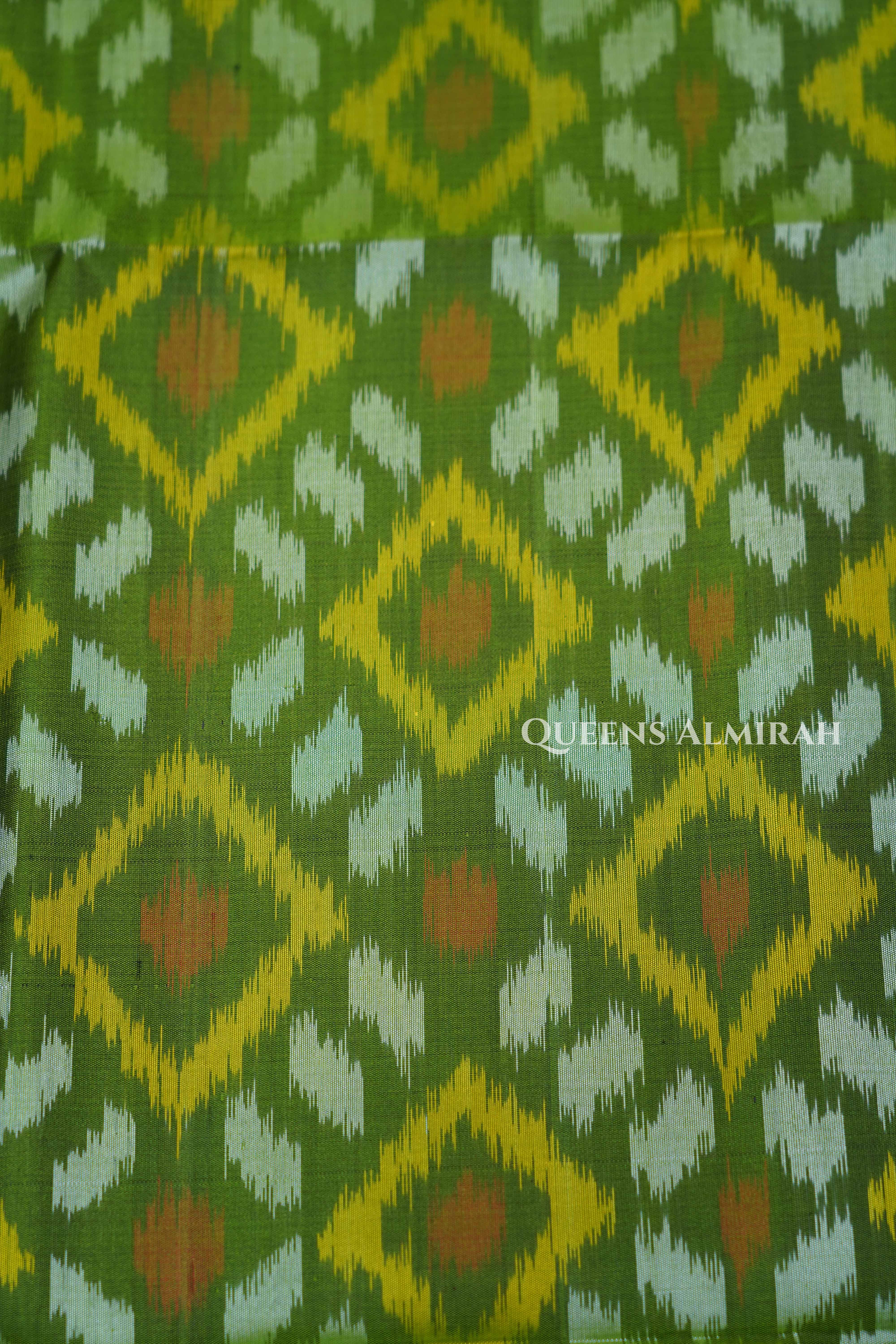 Olive Green With Pink Pure Soft Silk Saree