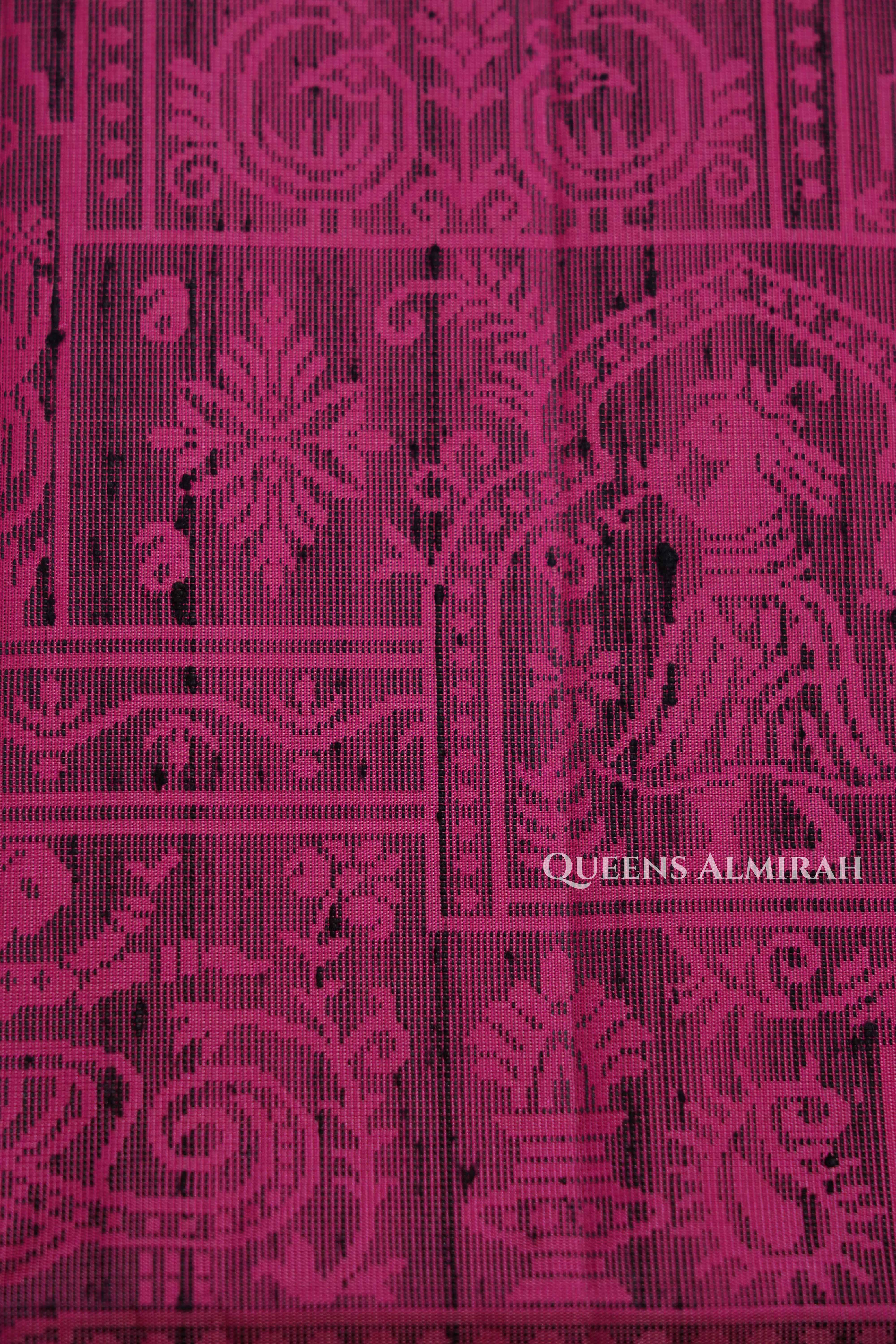 Onion Pink With Green Dupion Silk Saree