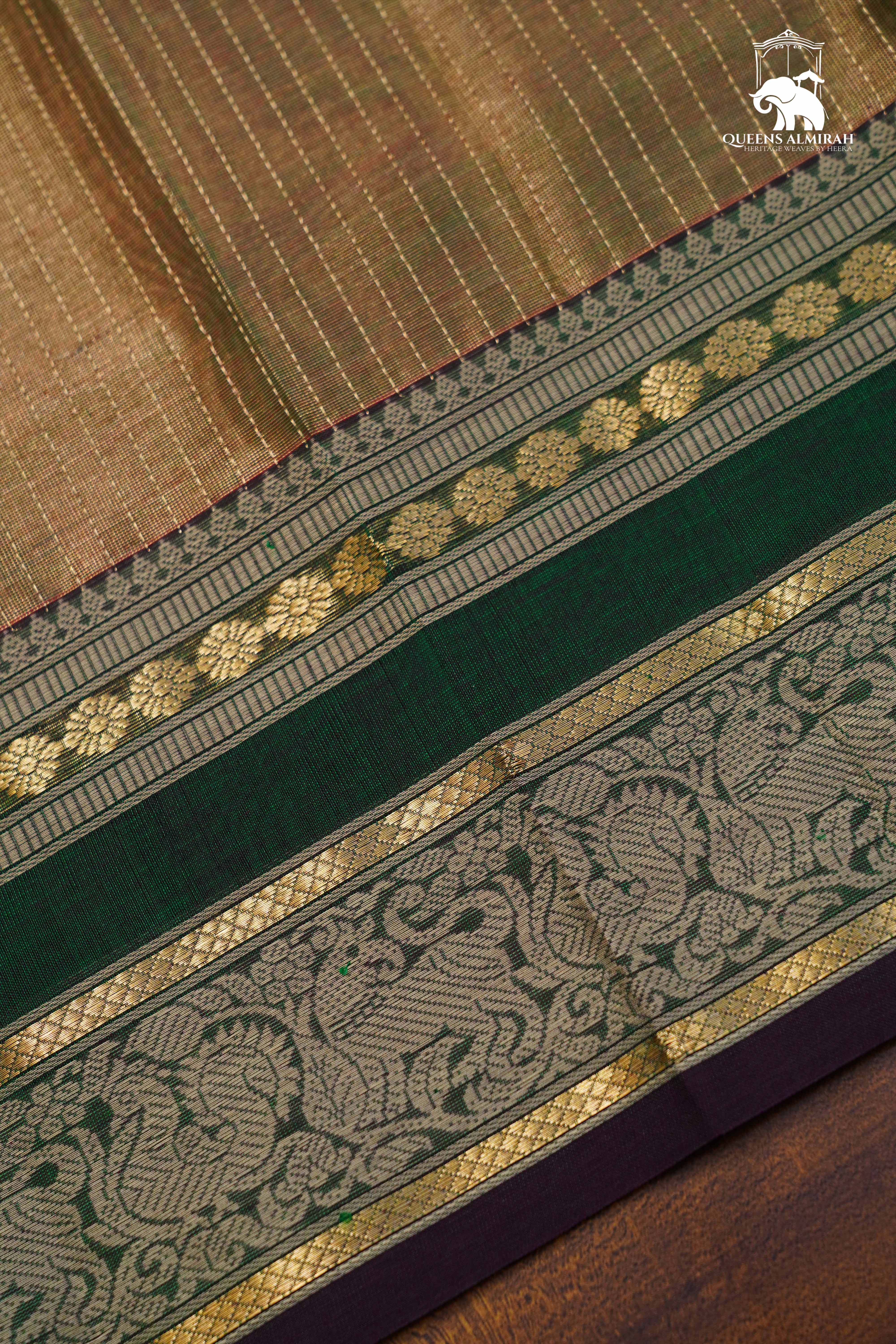Dual Shade Of Green-Royal Karaikudi Chettinad Tissue Silk Cotton Saree