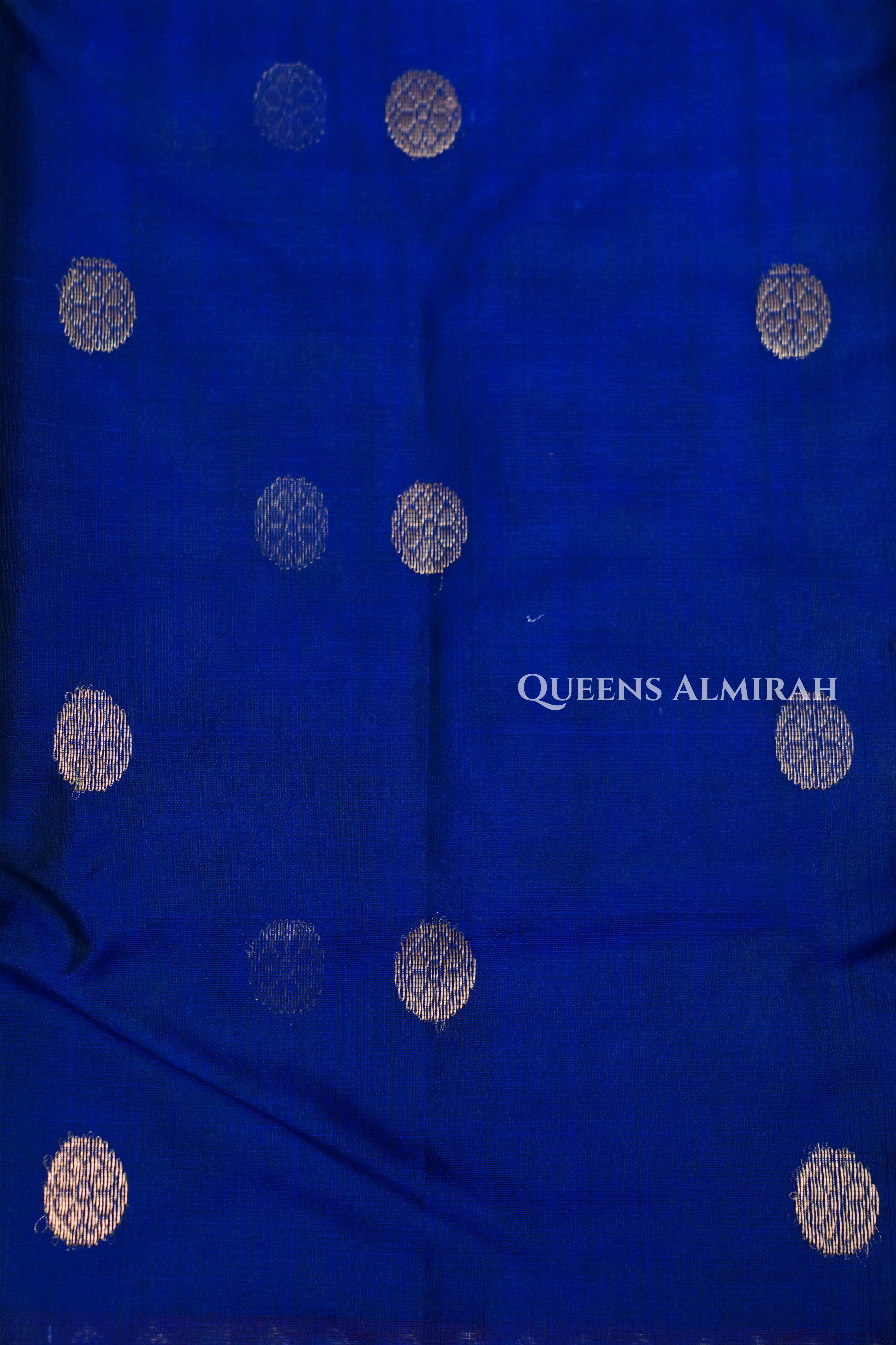 Ink Blue With Red Chanderi Katan Silk Handloom Saree