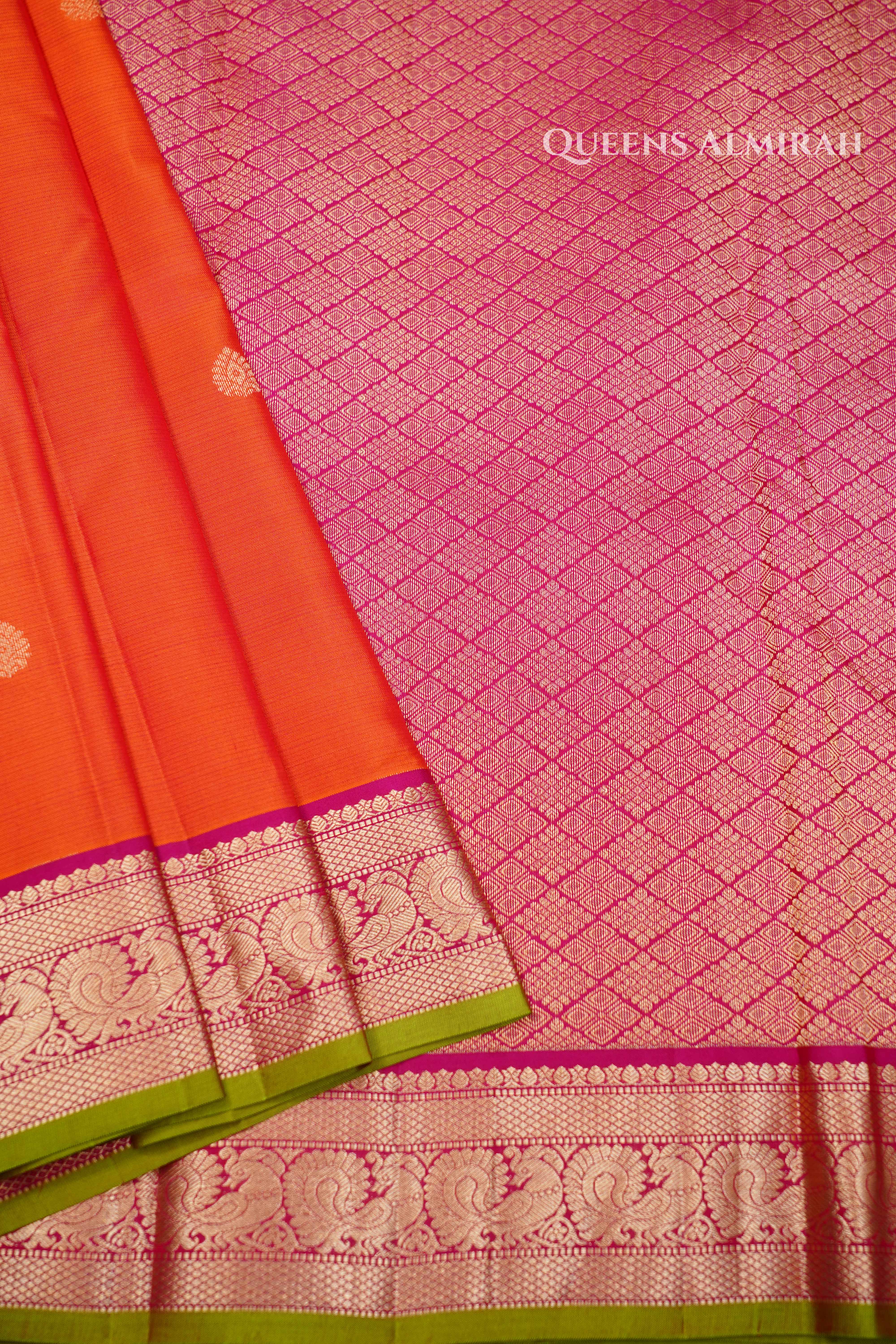Tomato Orange Pure Kanchivaram Silk Saree