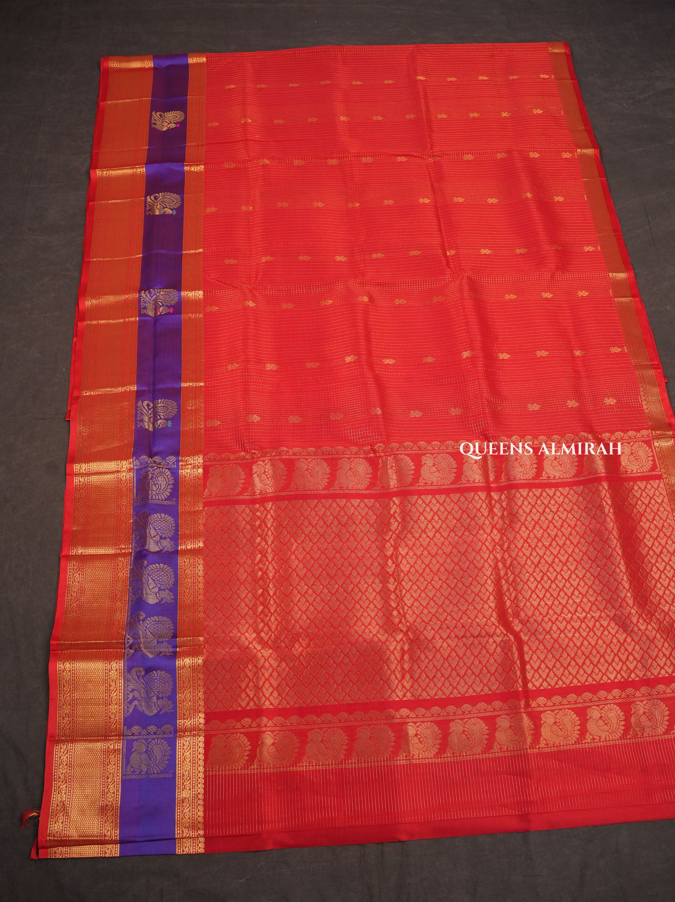 Red With Purple Pure Silk Cotton Saree