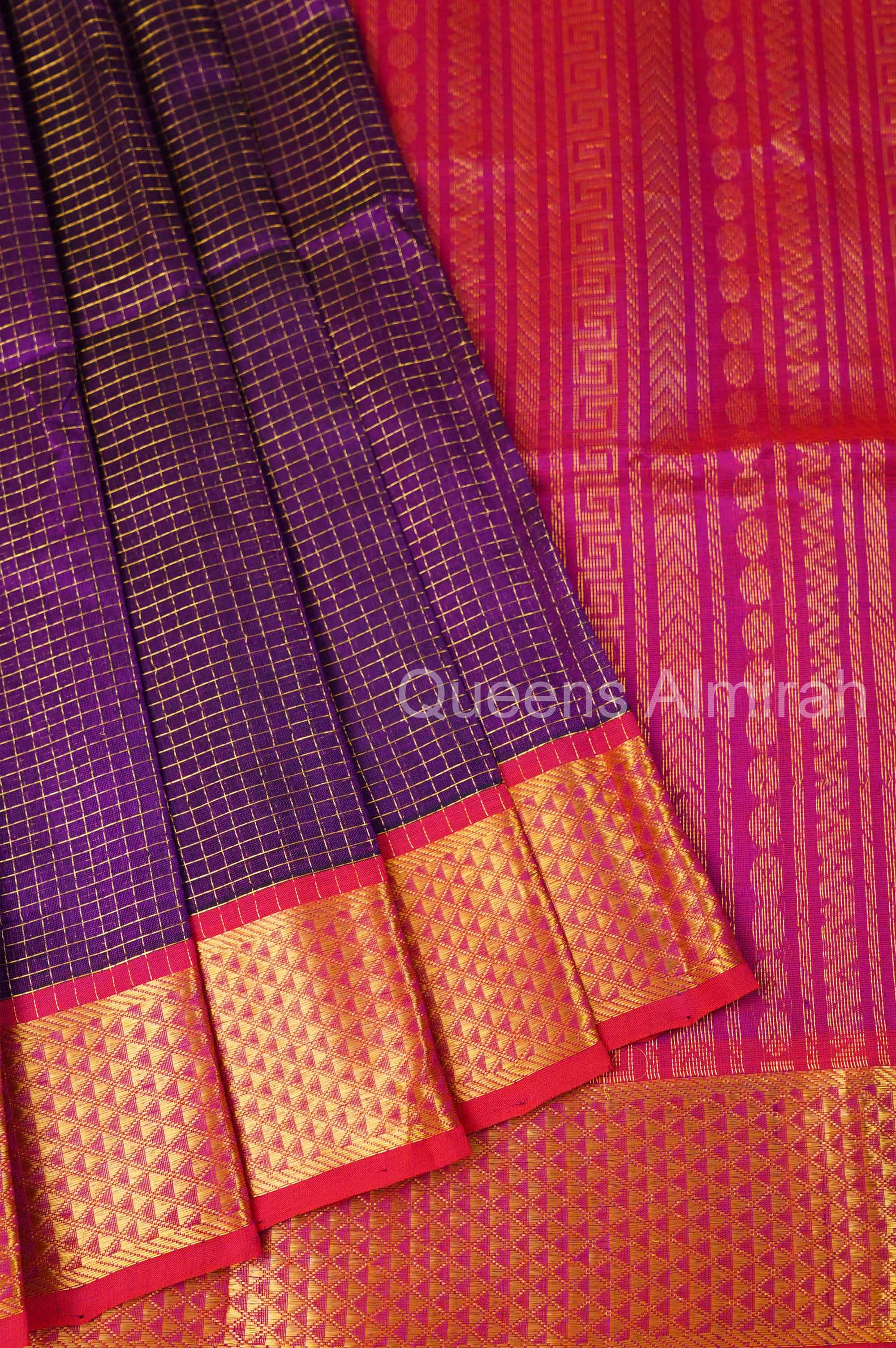 Purple With Pink Pure Silk Cotton Saree