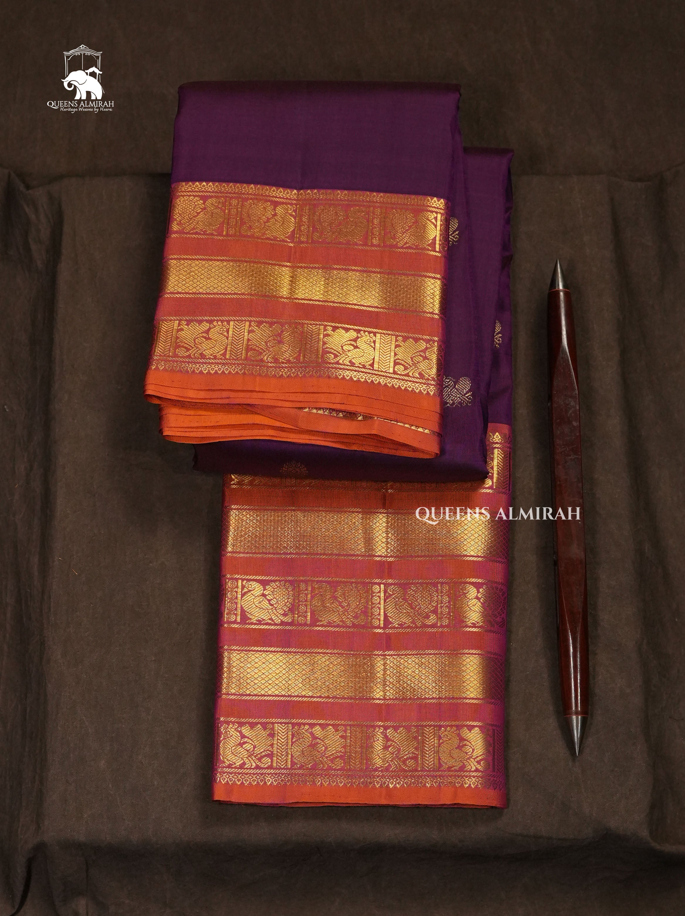 Purple With Orange Pure Kanchivaram Silk Saree