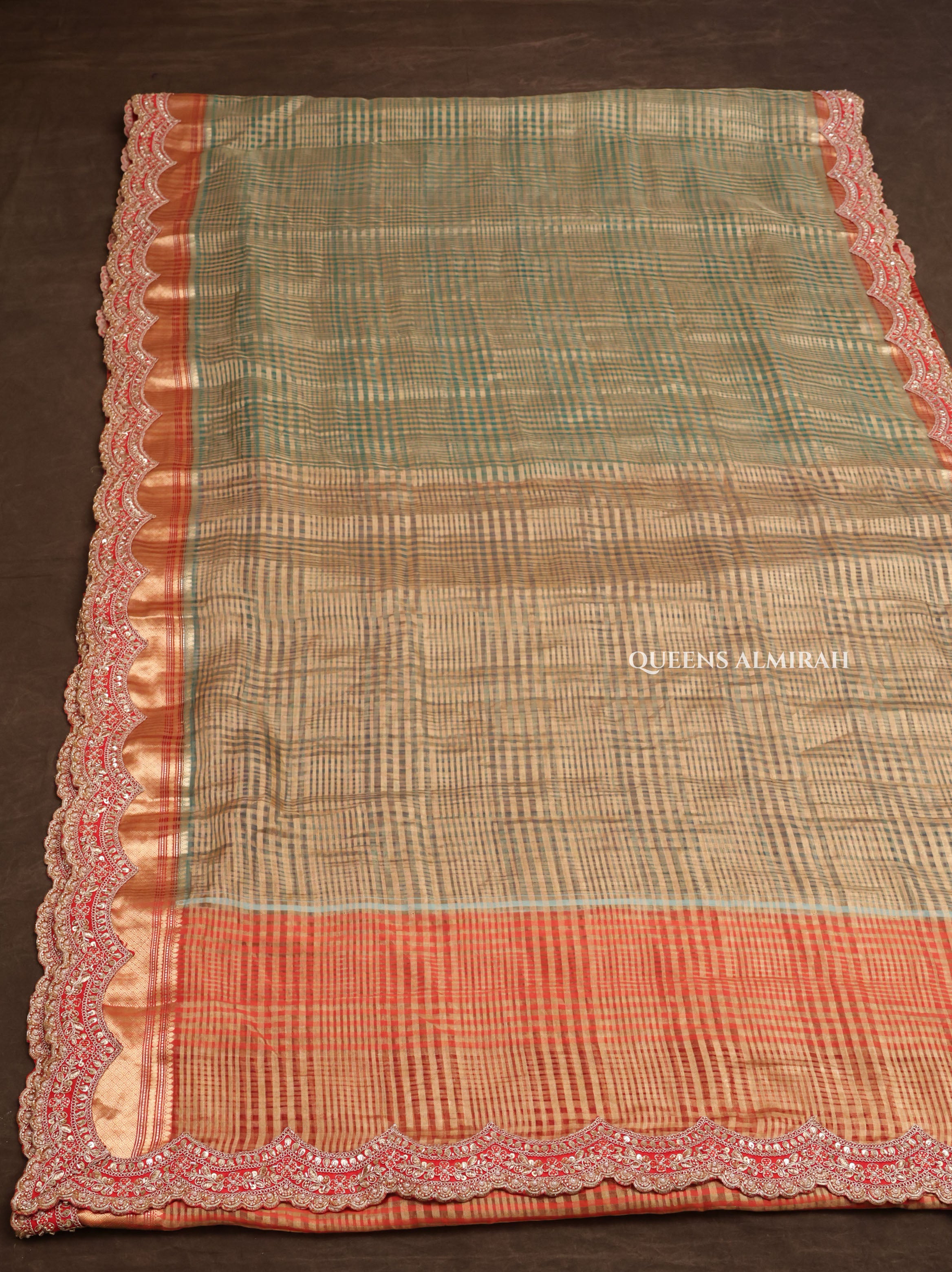 Red With Green Radhe Leela Pure Chanderi Designer Silk Saree