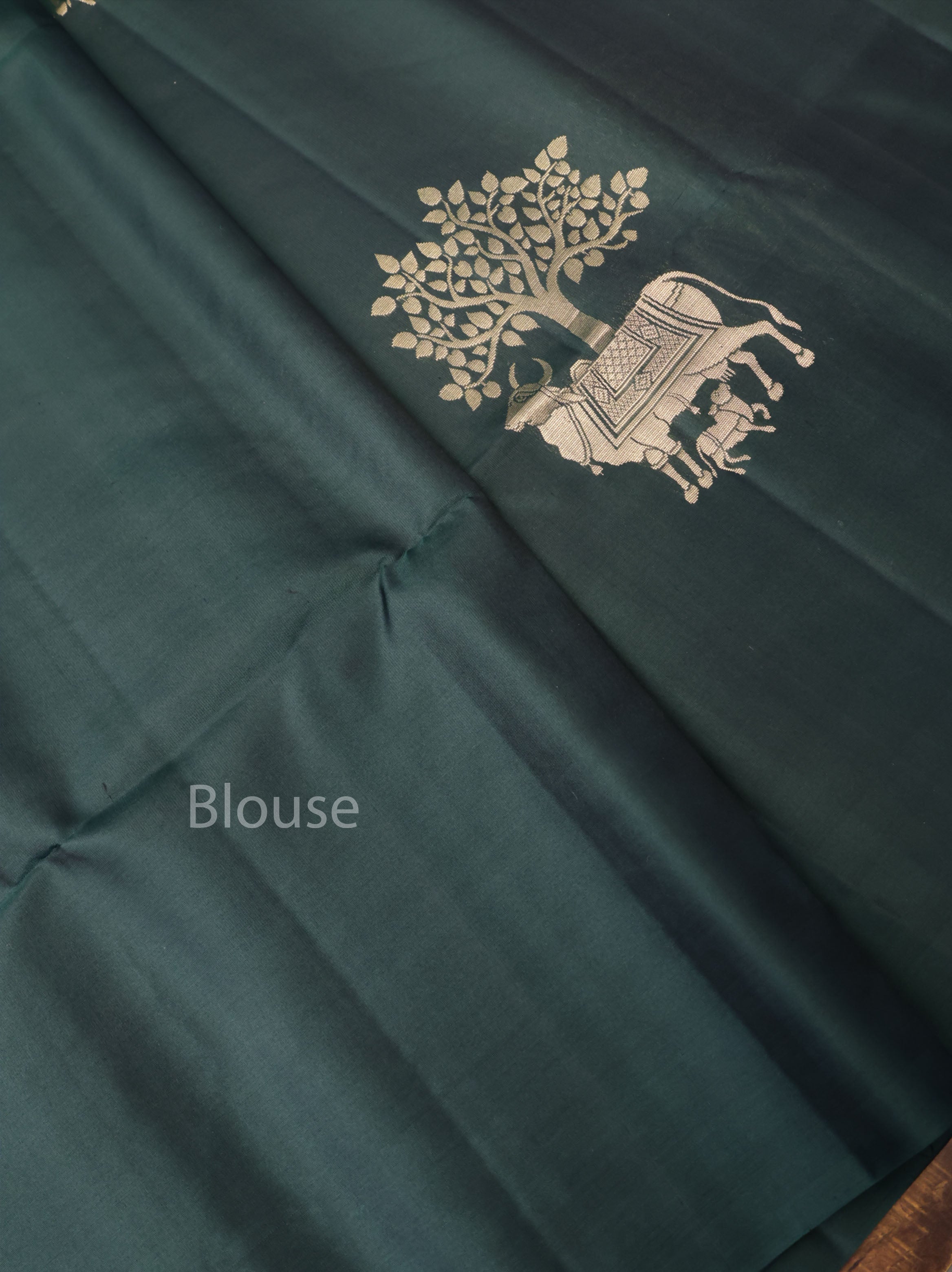 Dark Green Pure Soft Silk Saree
