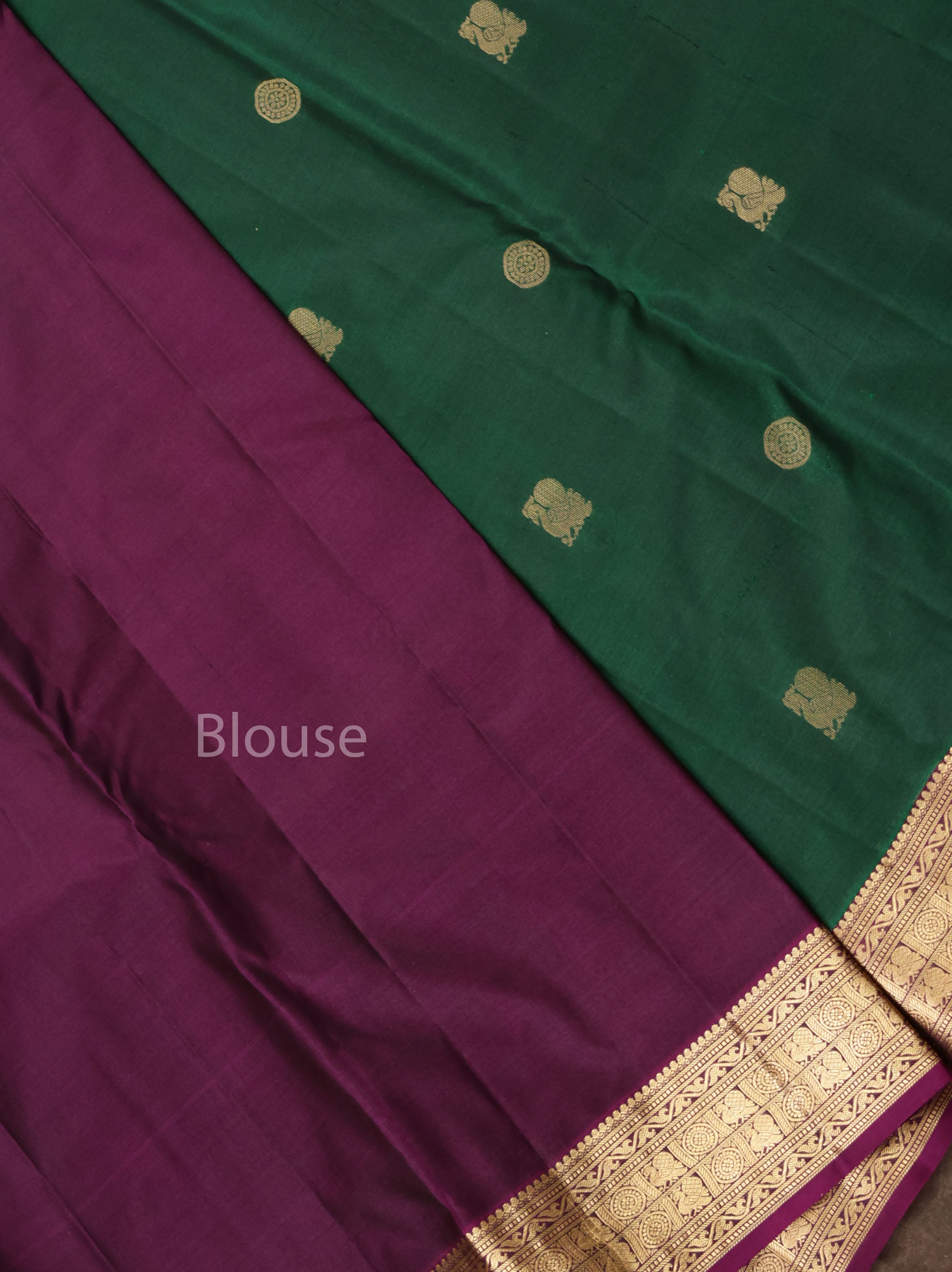 Meenakshi Green With Purple Pure Kanchivaram Silk Saree