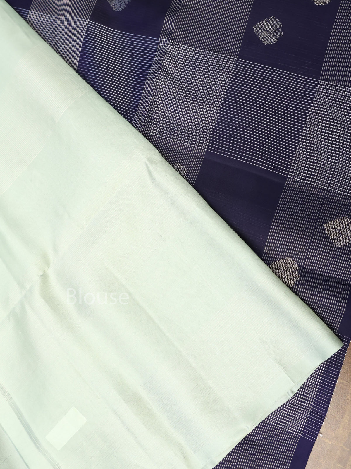 Dark Navy Blue Vairaoosi Kattam Pure Soft Silk Saree