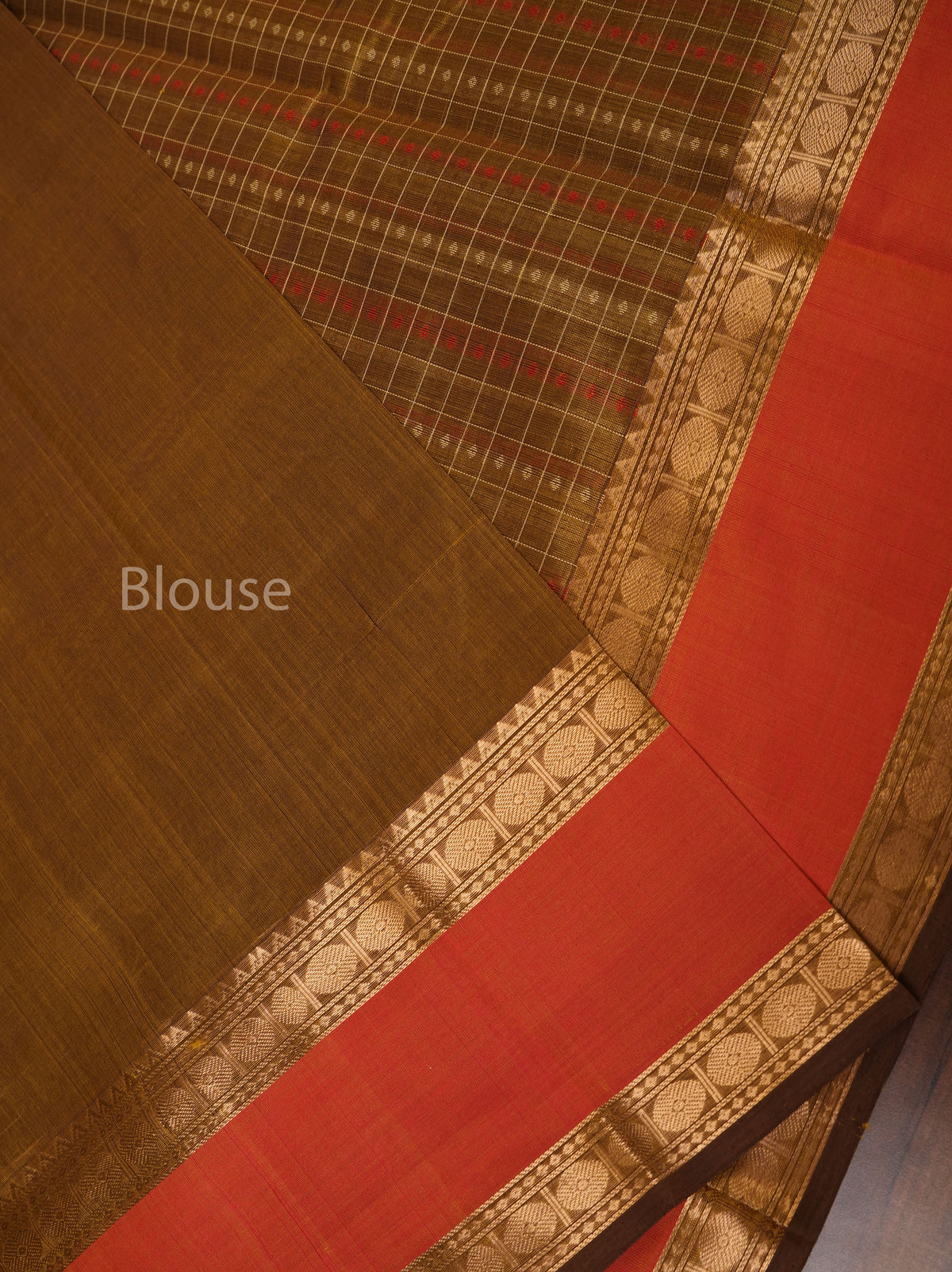 Antique Gold Color Chettinad Silk Cotton Saree
