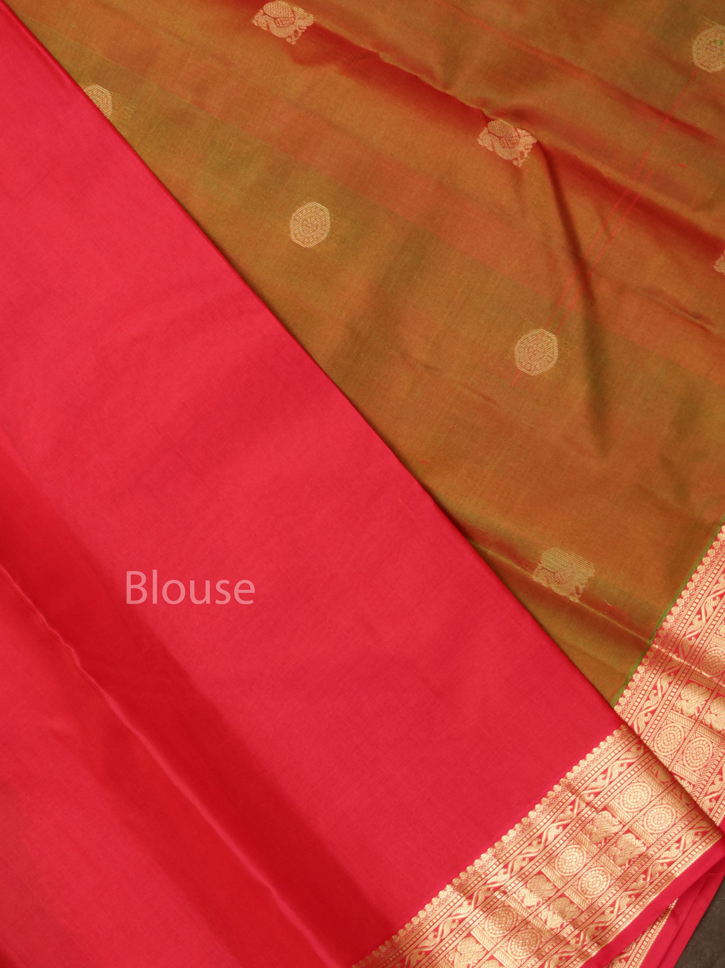 Light Brown With Pink Pure Kanchivaram Silk Saree